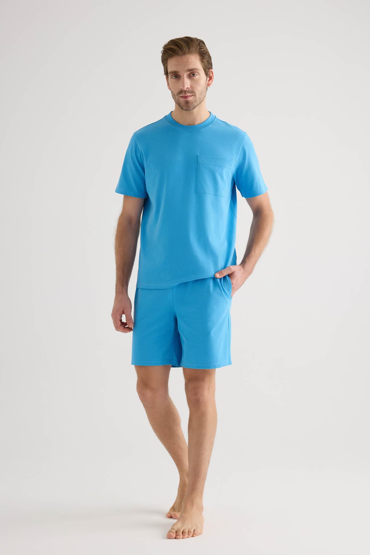 Men's Blue Cotton Tee — view 3