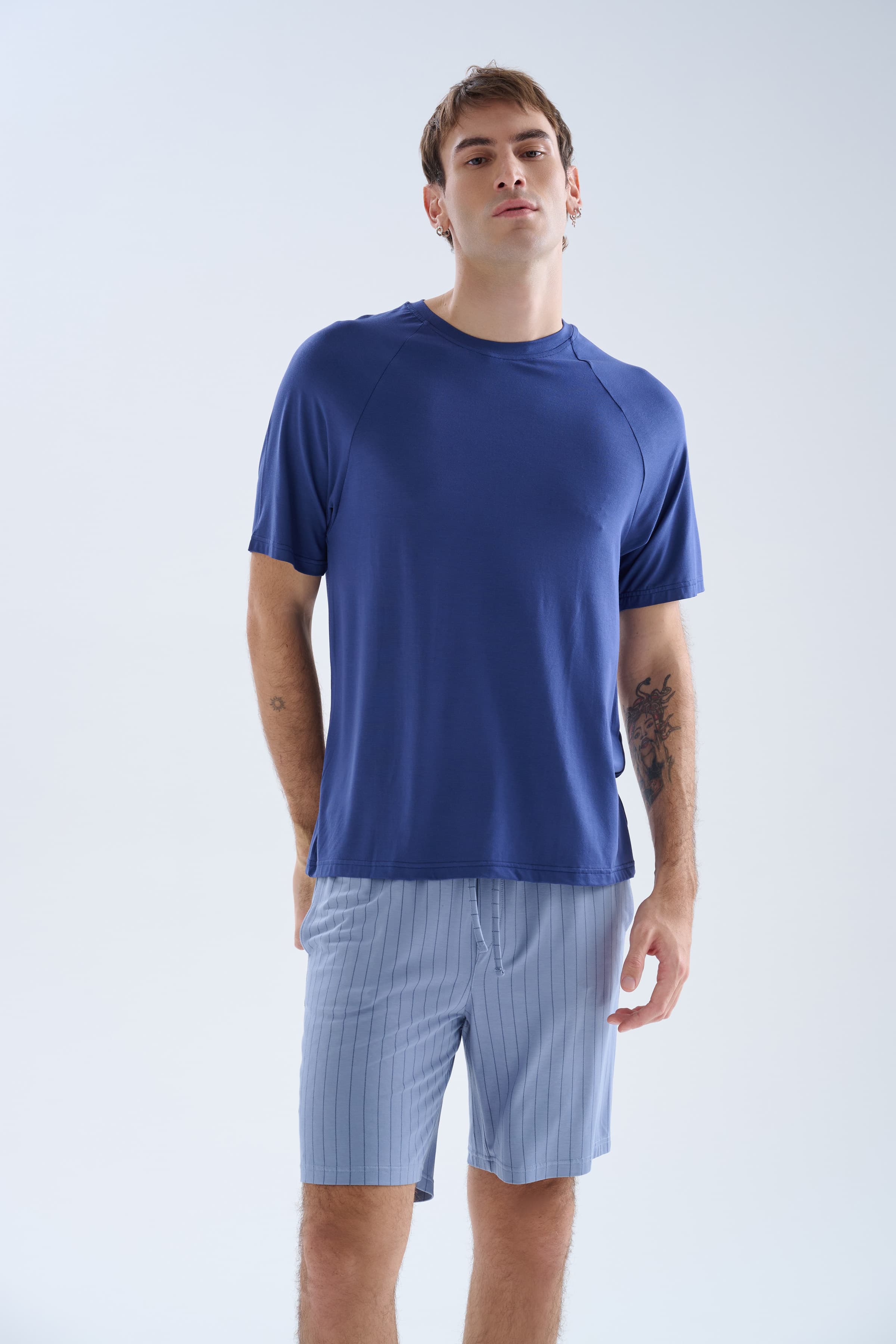 Men's Navy Viscose Pajama Set — view 3