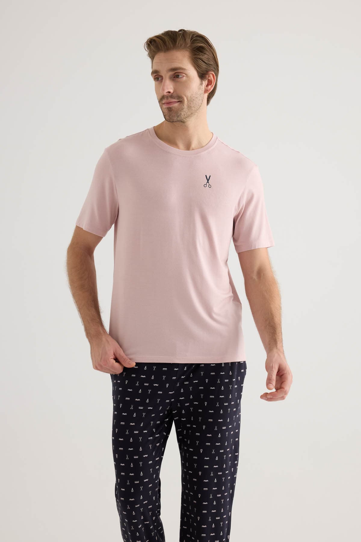 Men's Pink Viscose Pajama Top — view 1