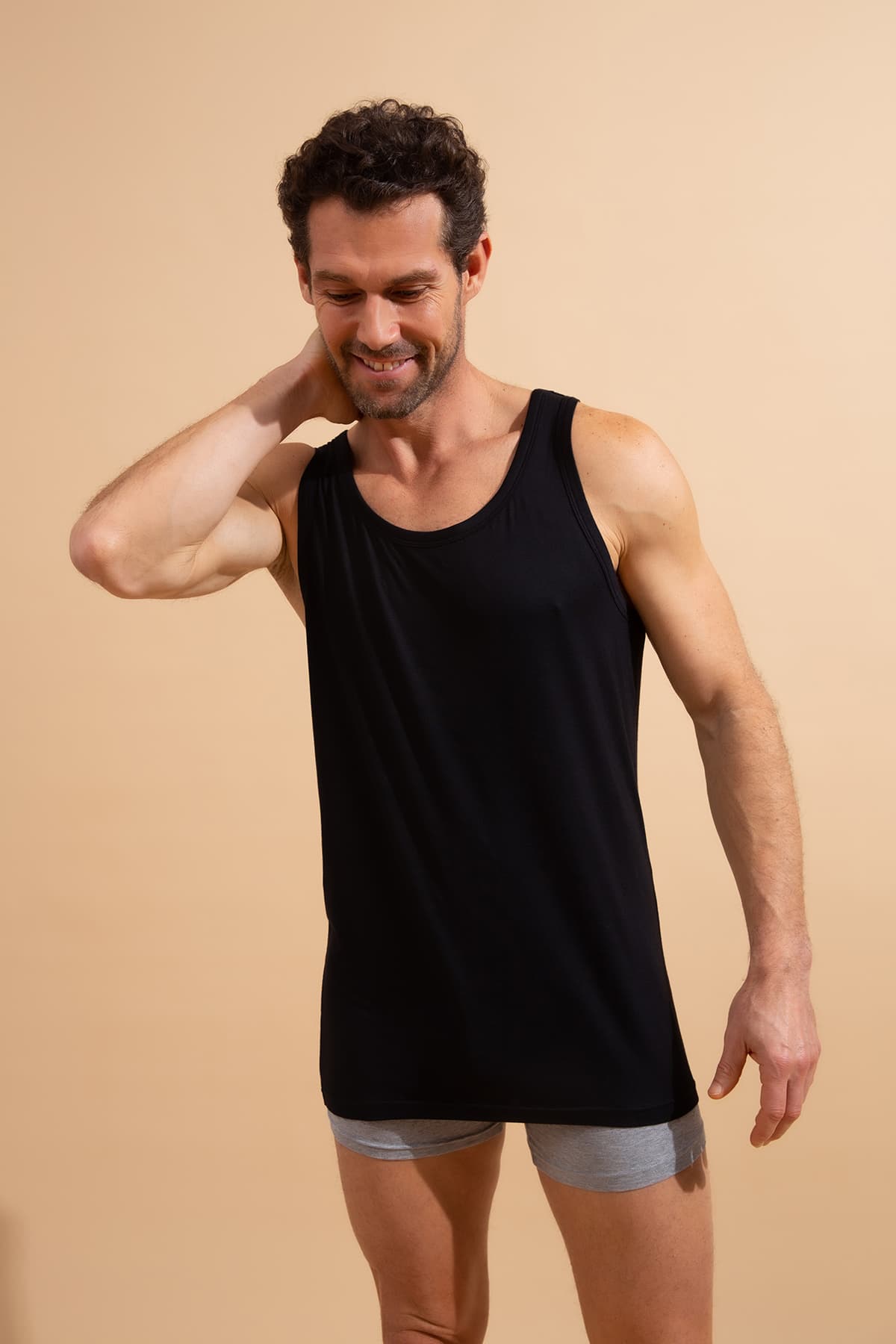 Men's Black Modal Camisole — view 3