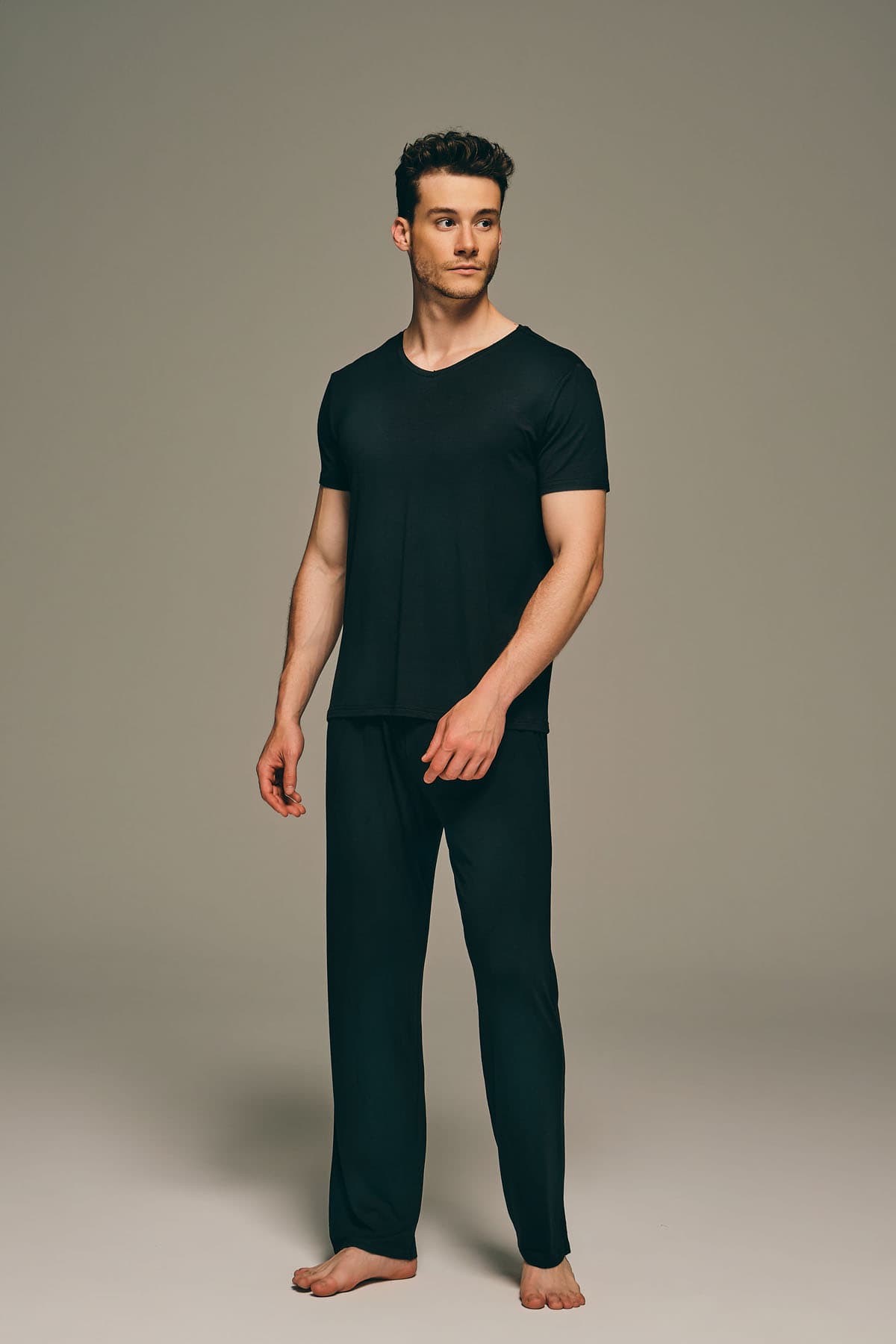 Men's Black Modal Trousers — view 3