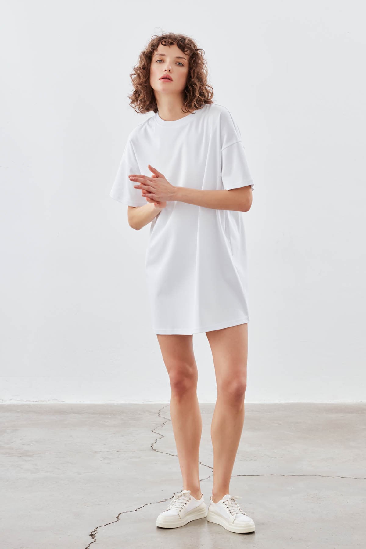 Women's White Cotton Dress — view 3