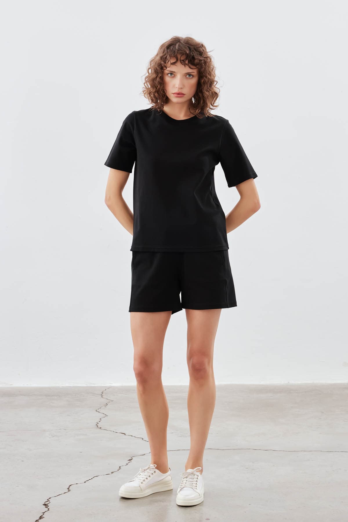 Women's Black Cotton Tee — view 1