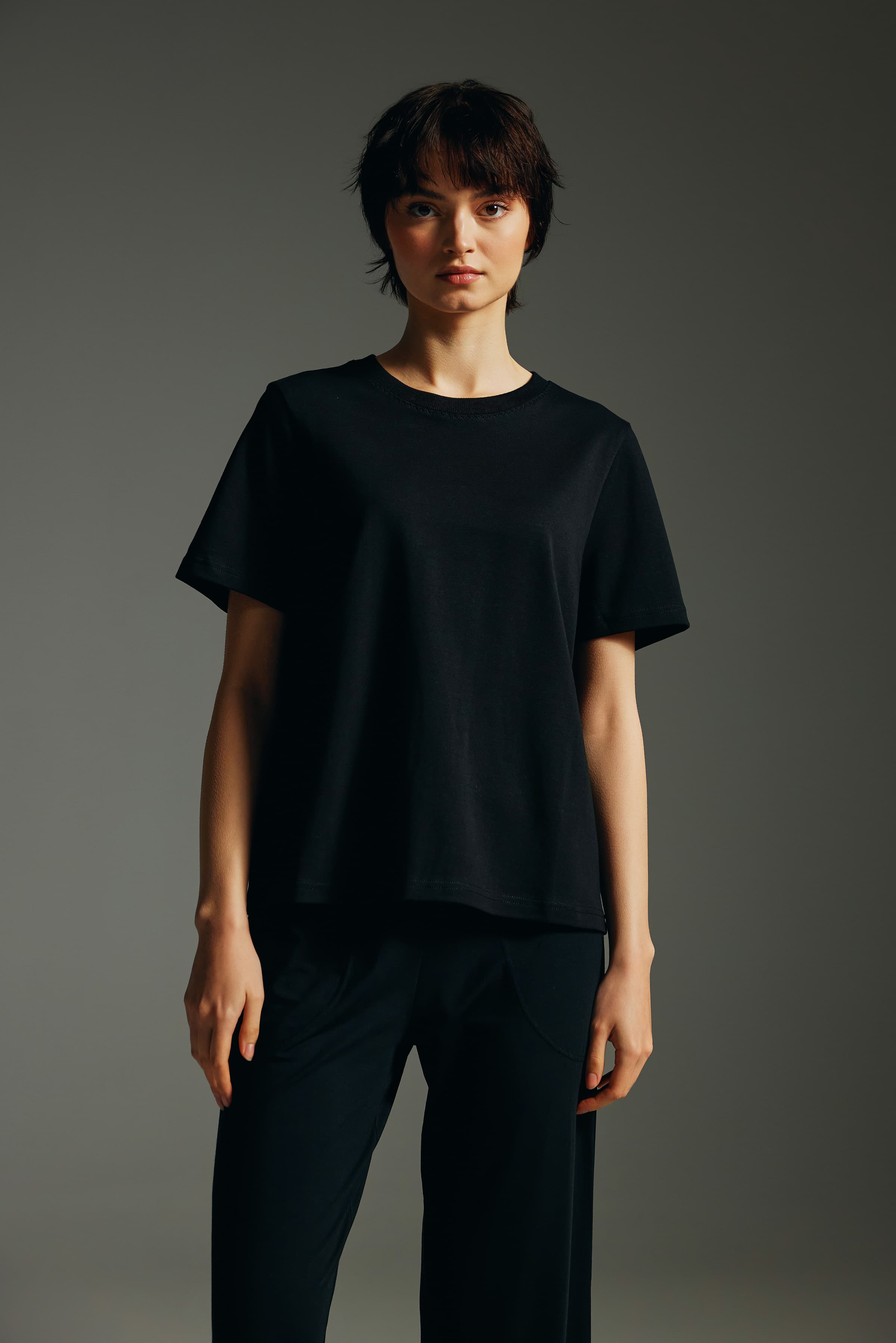 Women's Black Cotton Tee — view 2