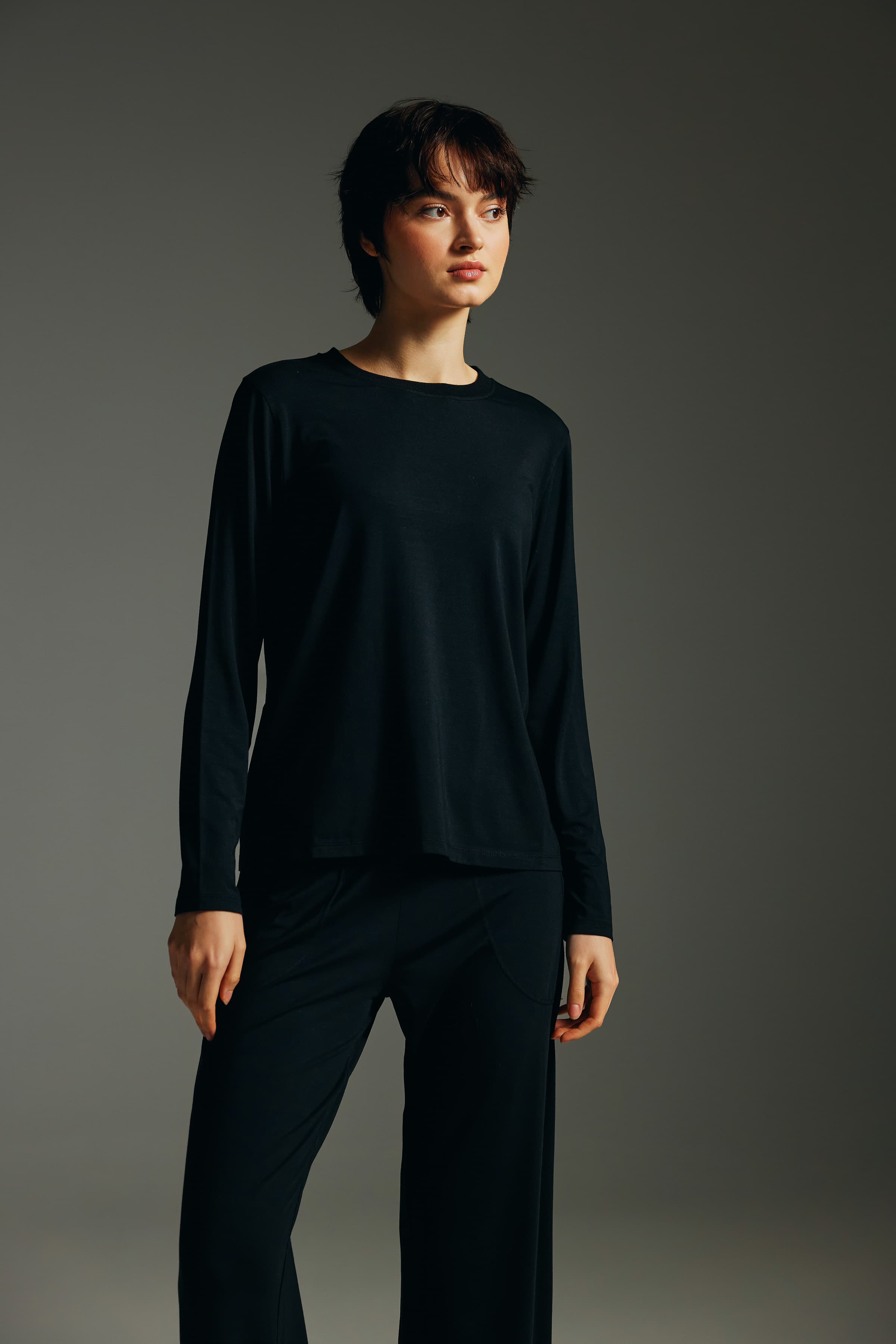 Women's Black Cotton Tee — view 1