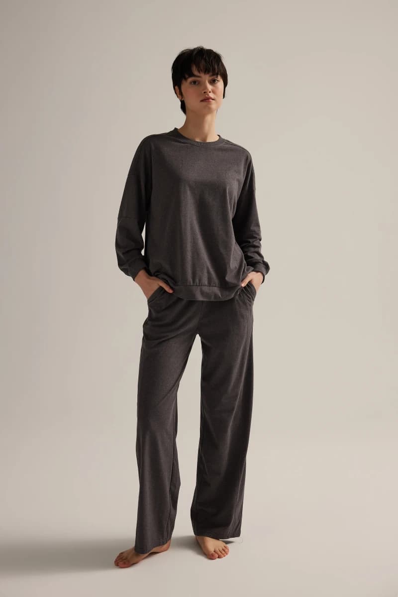 Women's Brown Cotton Pajama Set — view 1