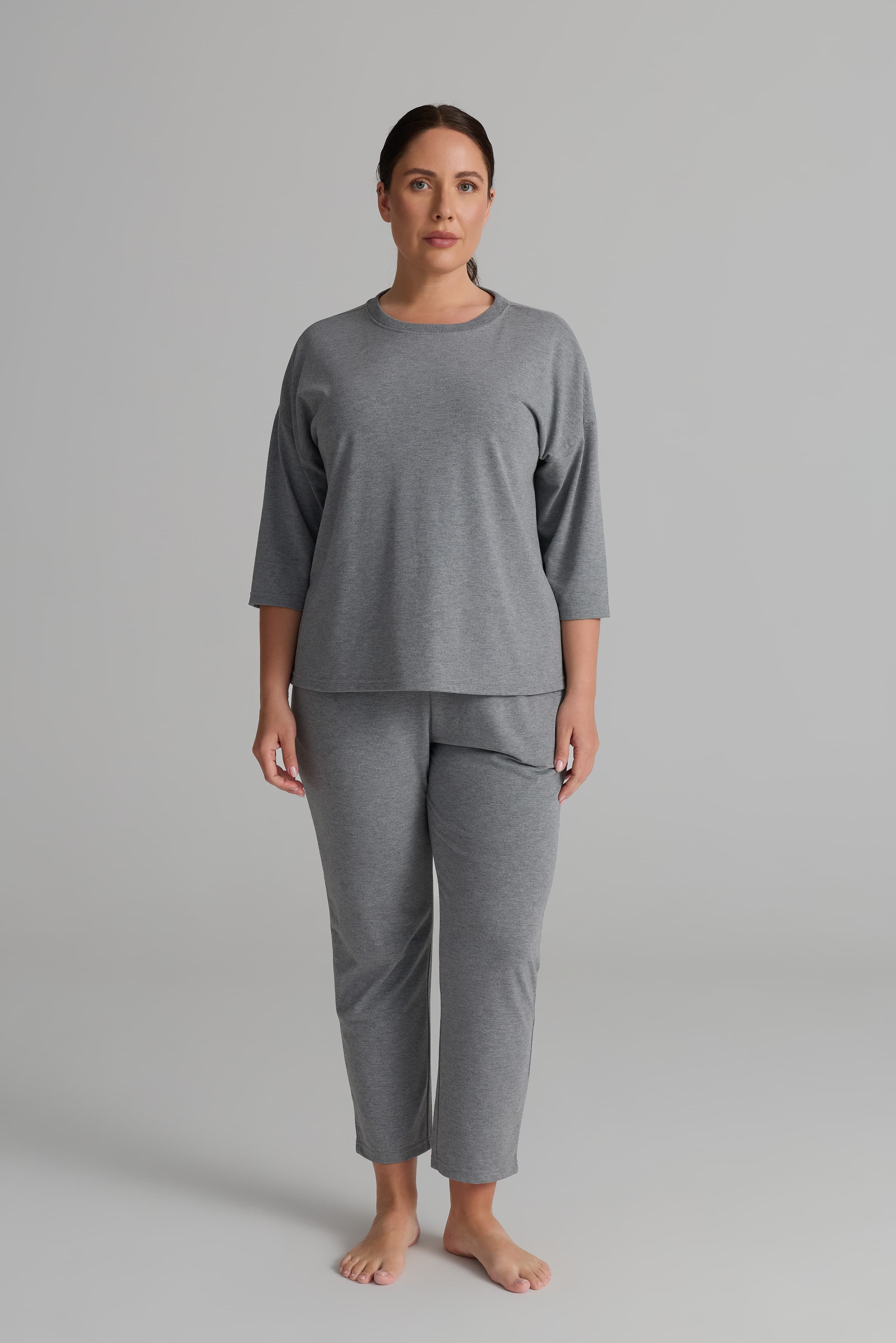 Women's Neutral Cotton Pajama Set — view 1