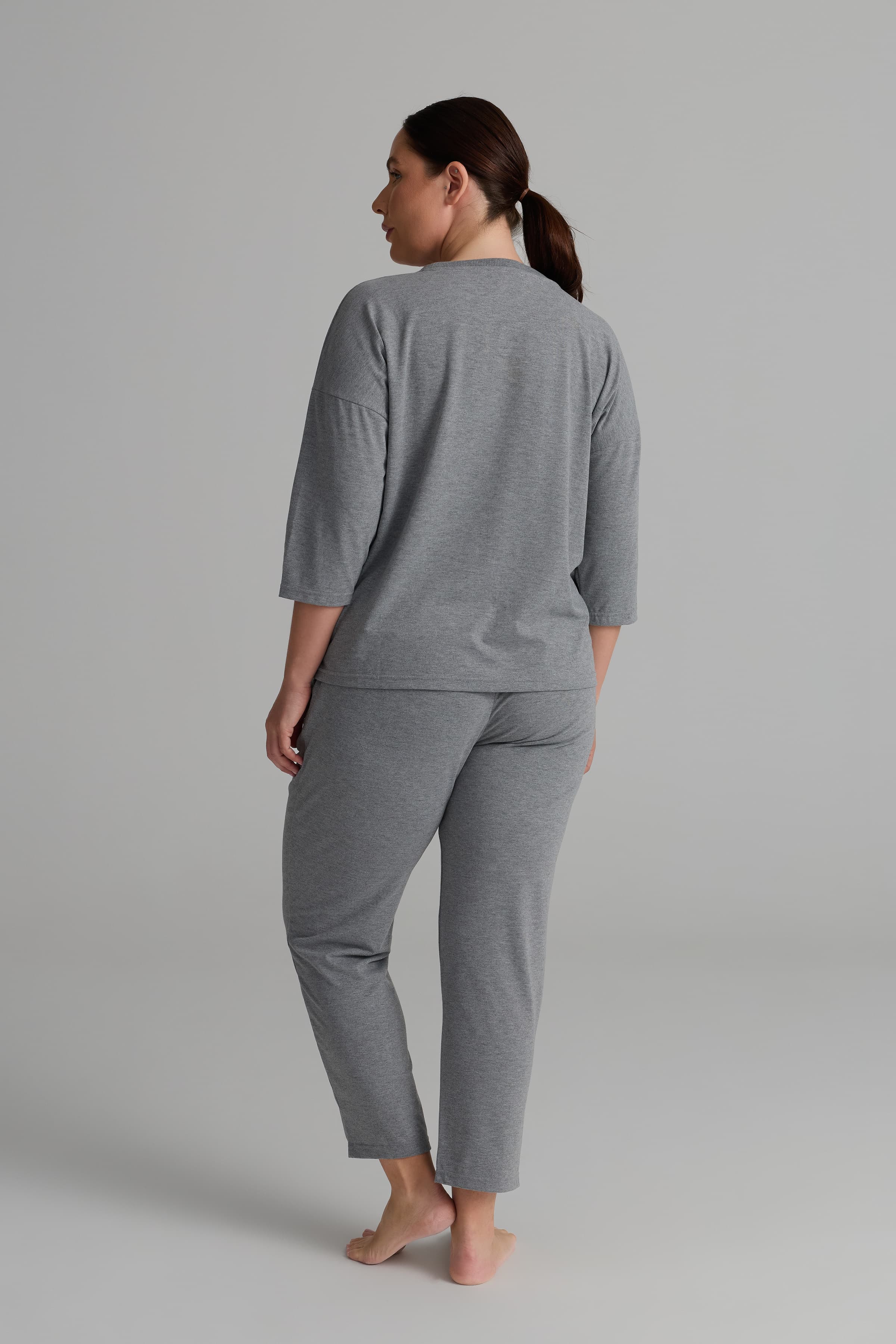 Women's Neutral Cotton Pajama Set — view 4