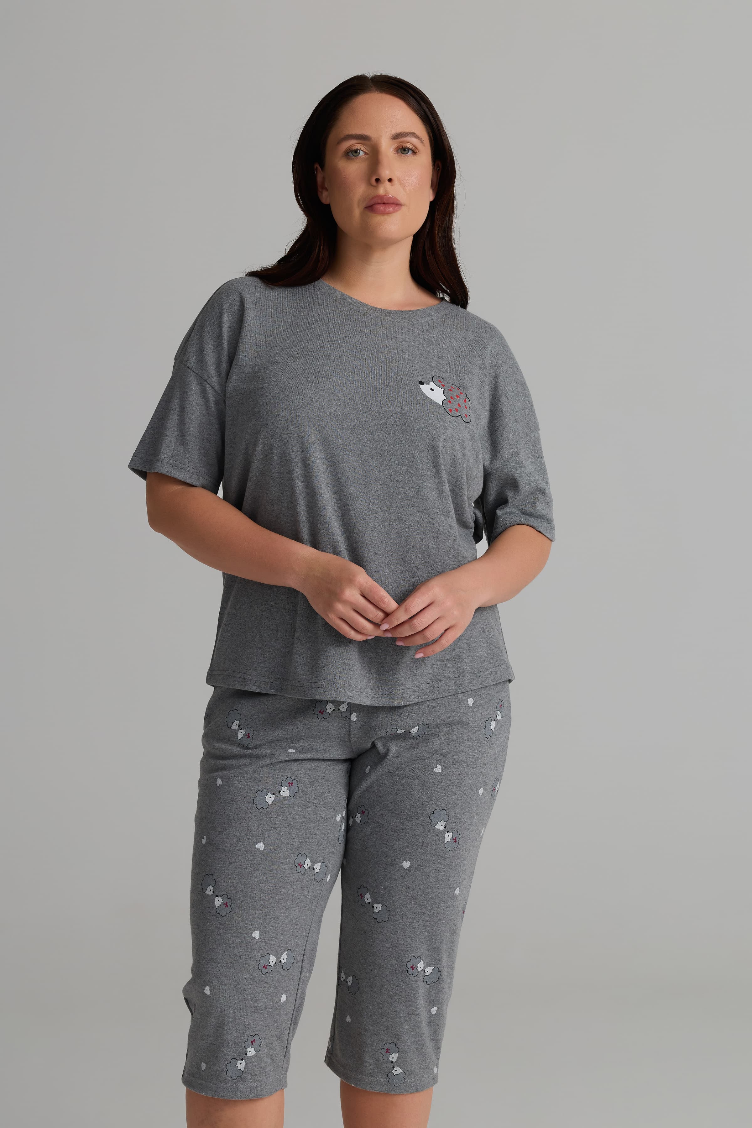 Women's Grey Cotton Pajama Set — view 4