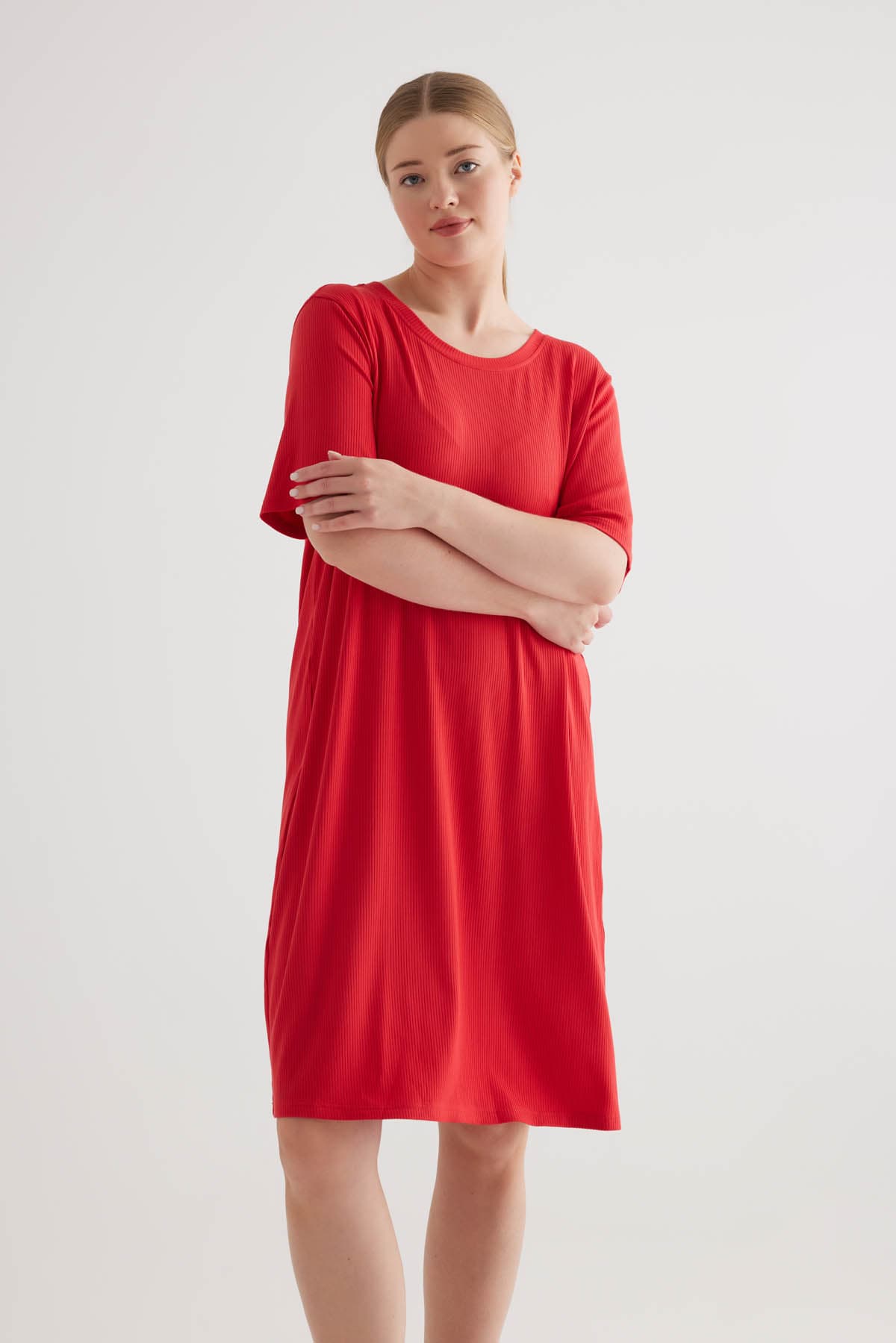 Women's Red Modal Dress — view 3