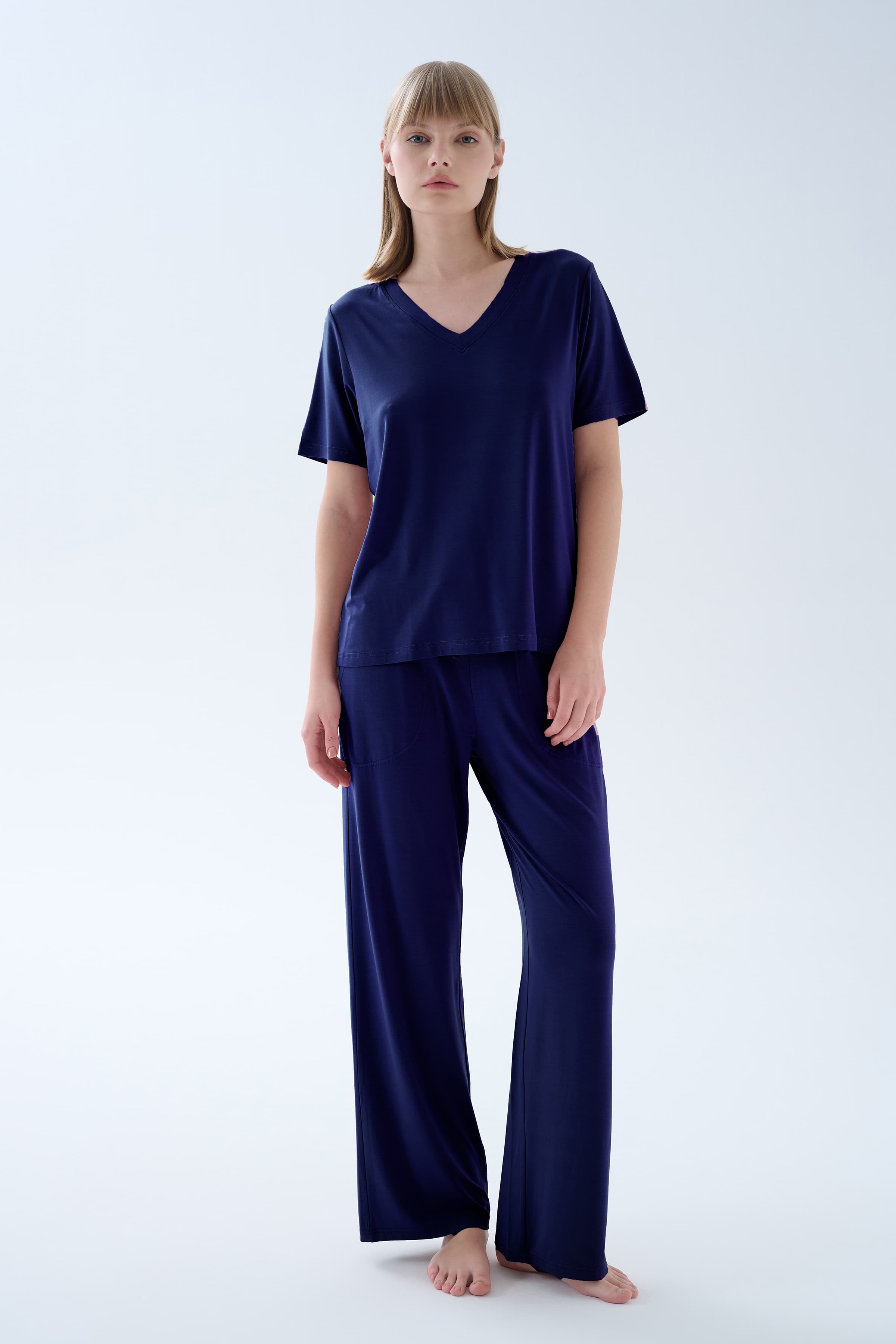 Women's Navy Modal Trousers — view 1