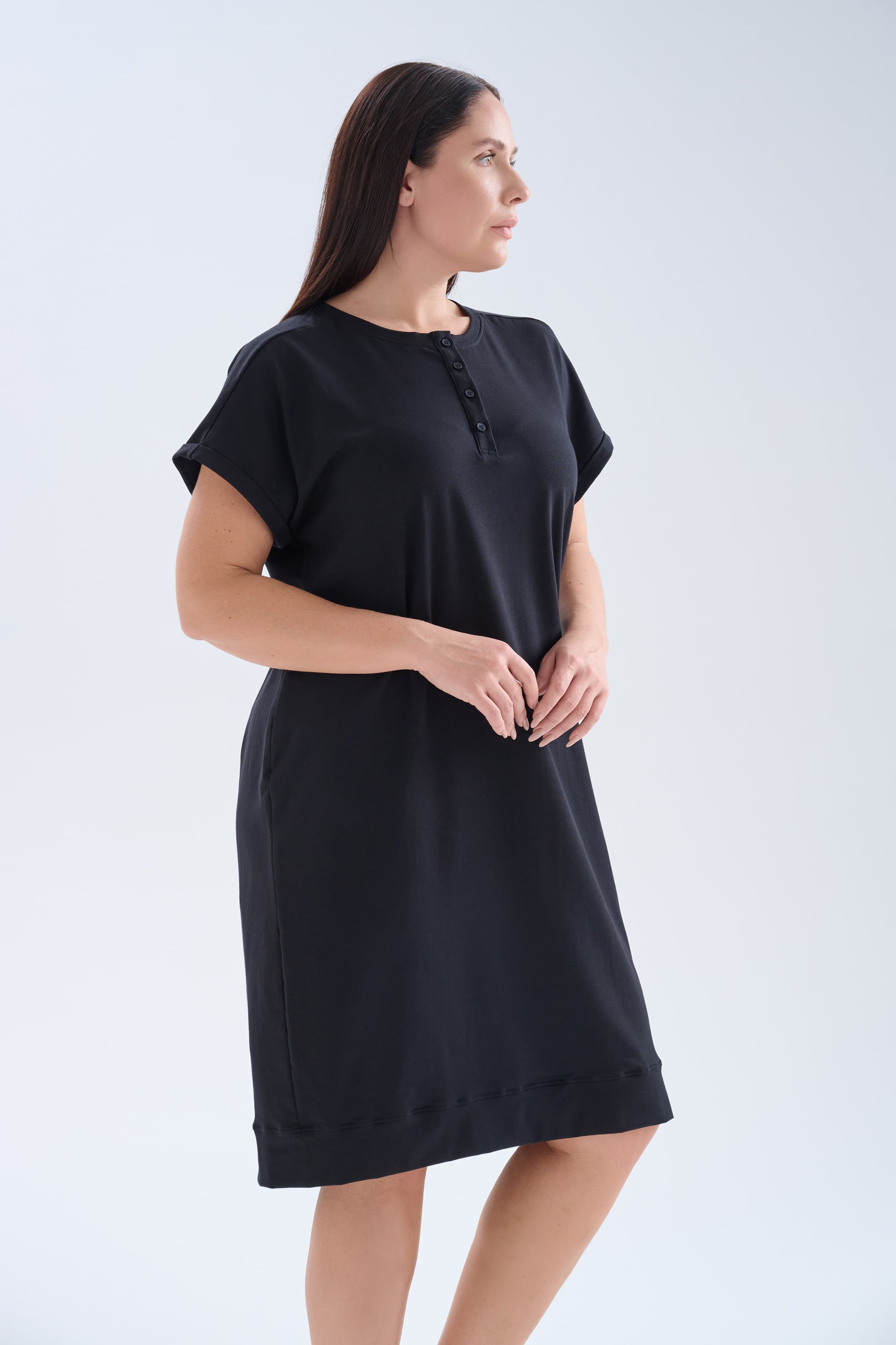 Women's Black Cotton Dress — view 3