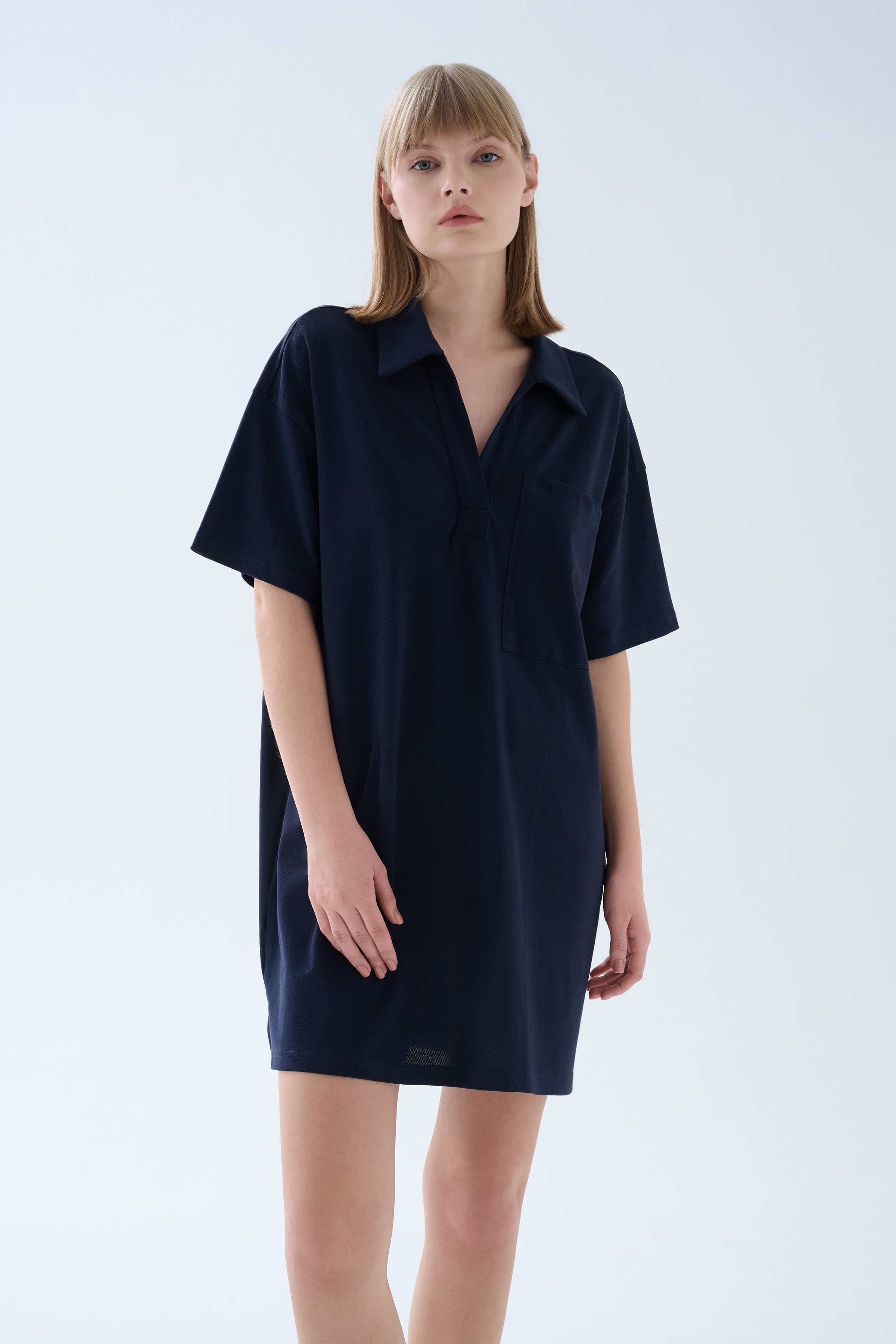 Women's Navy Cotton Dress — view 3