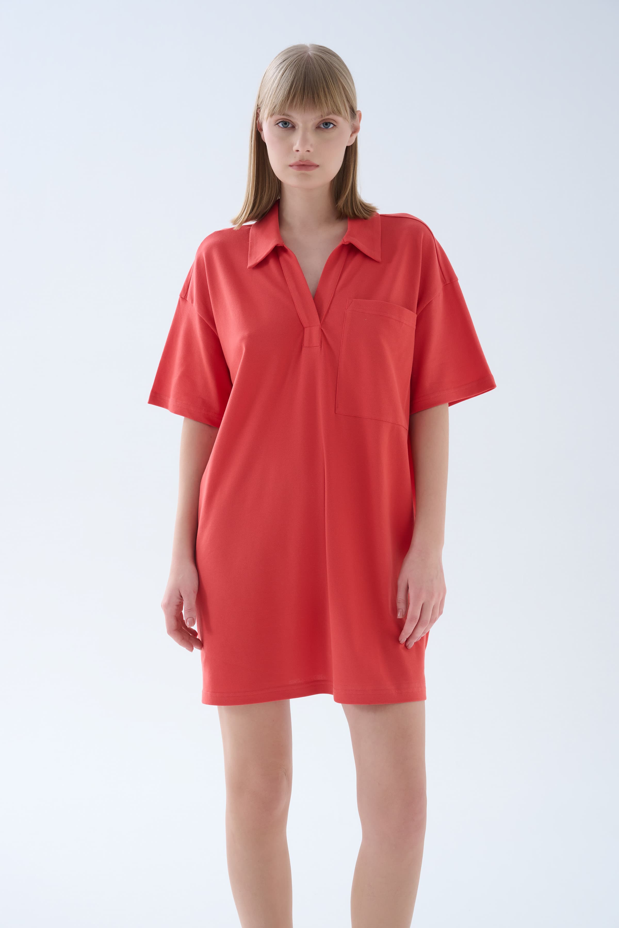 Women's Red Cotton Dress — view 3