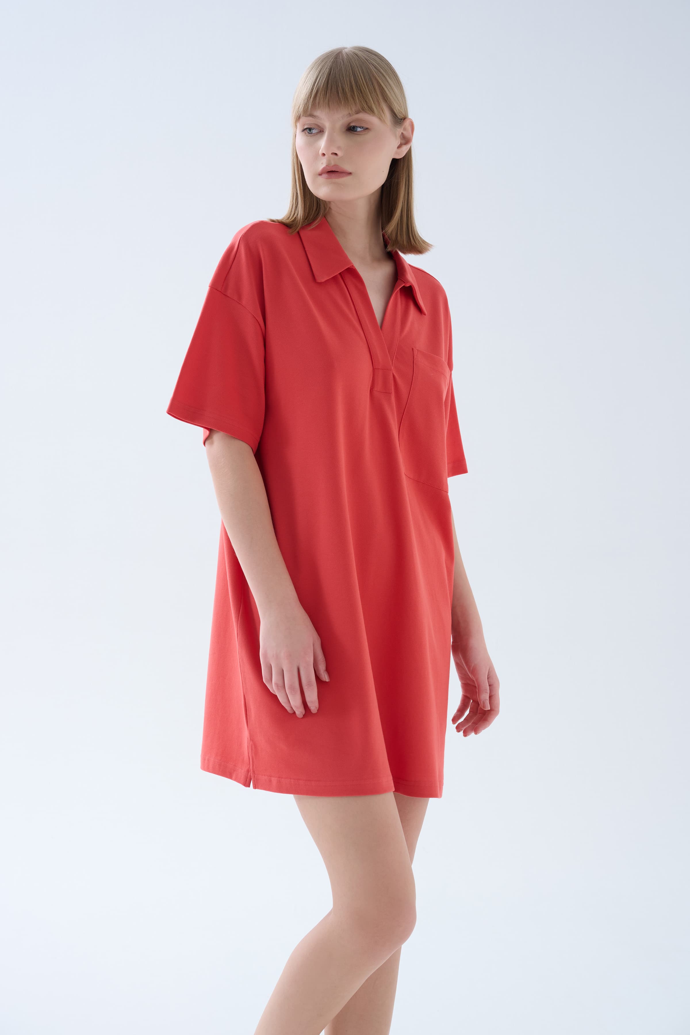 Women's Red Cotton Dress — view 4