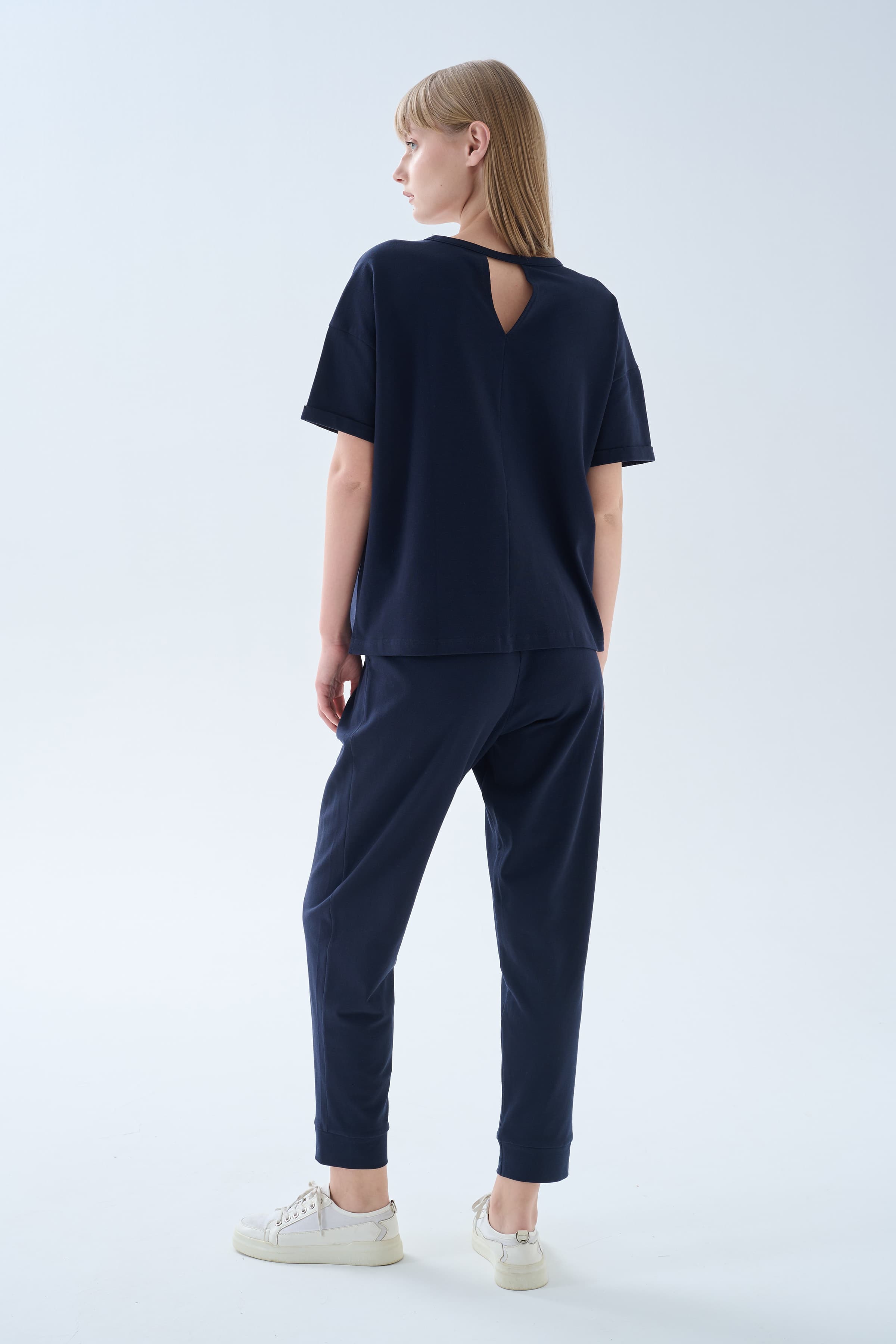 Women's Navy Cotton Lounge Set — view 4