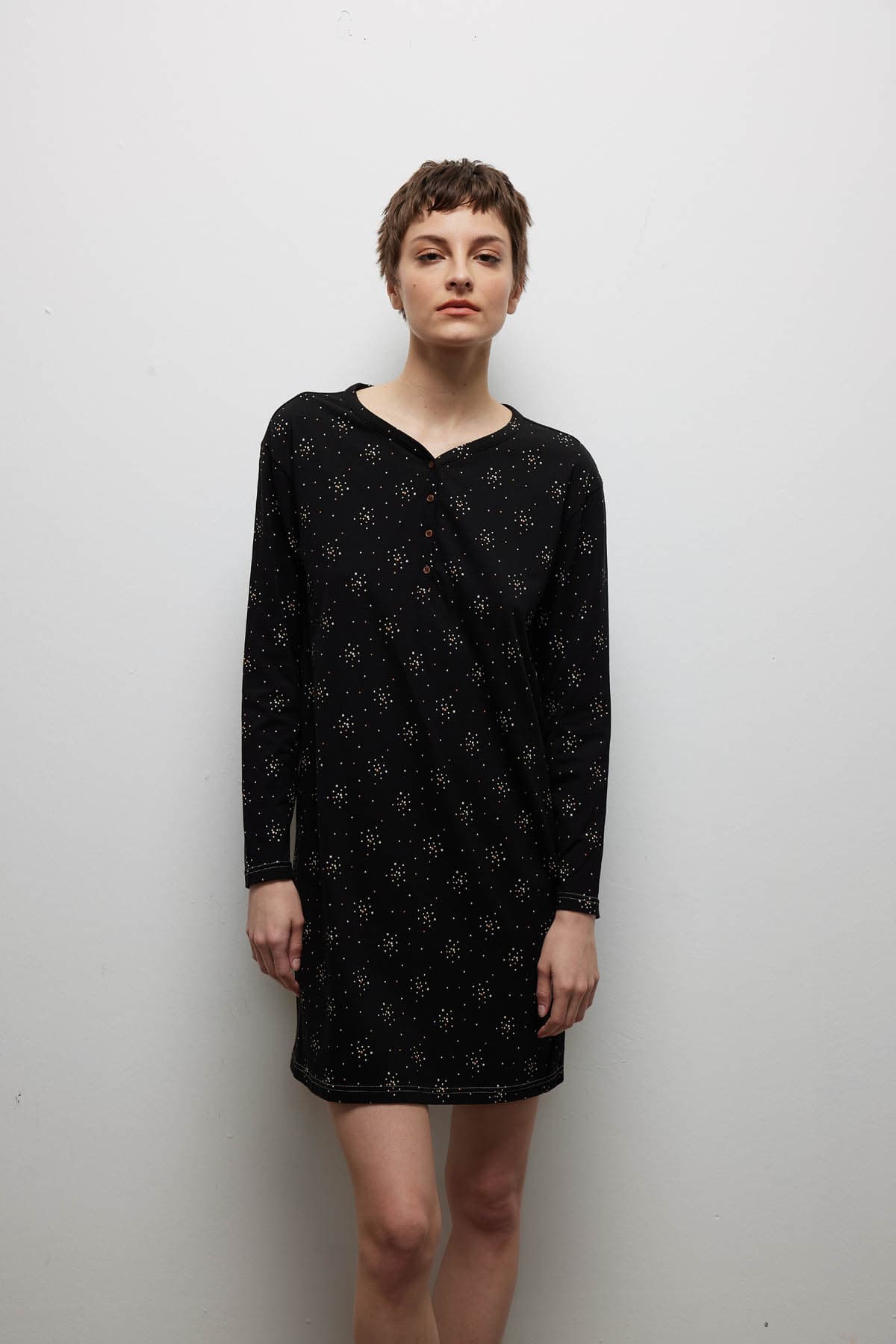 Women's Black Cotton Nightgown — view 4