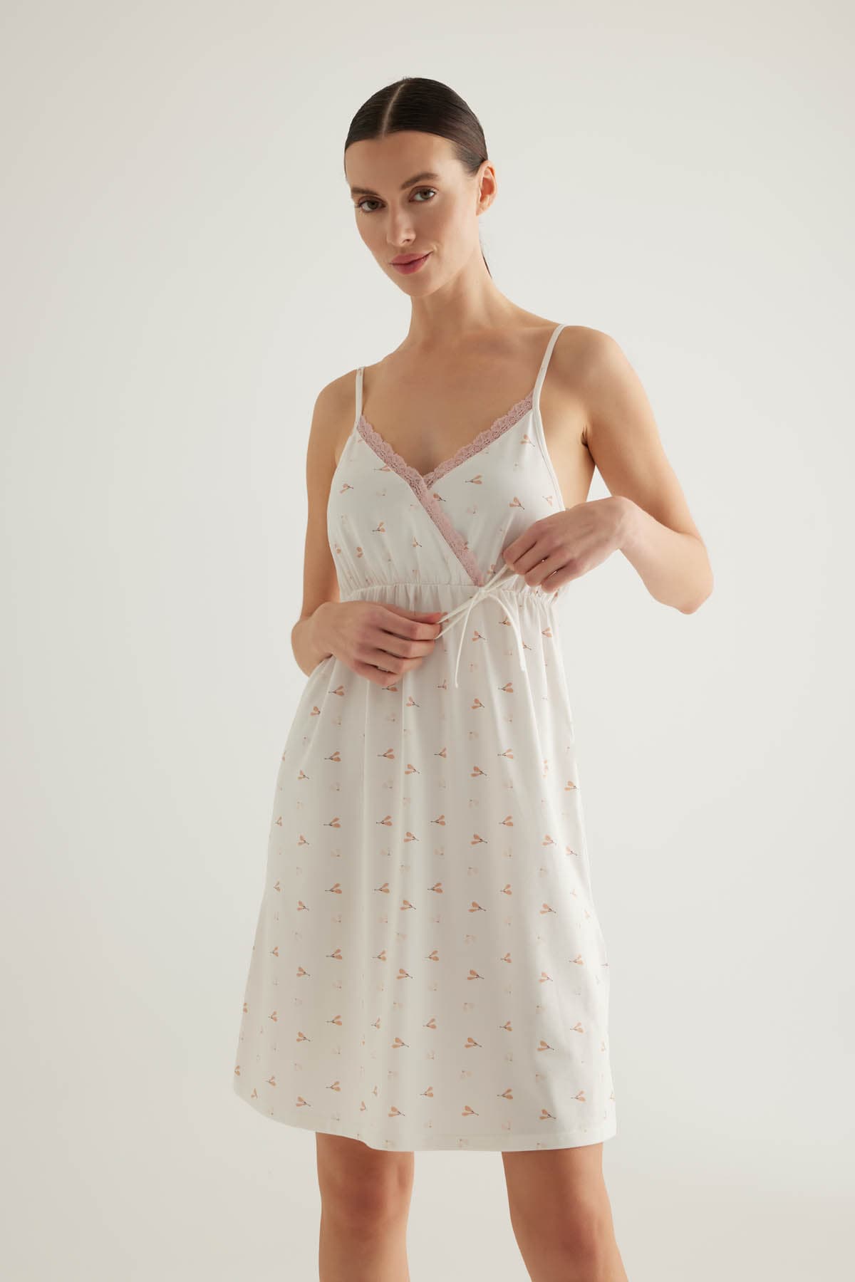Women's Brown Floral Cotton Nightgown — view 1