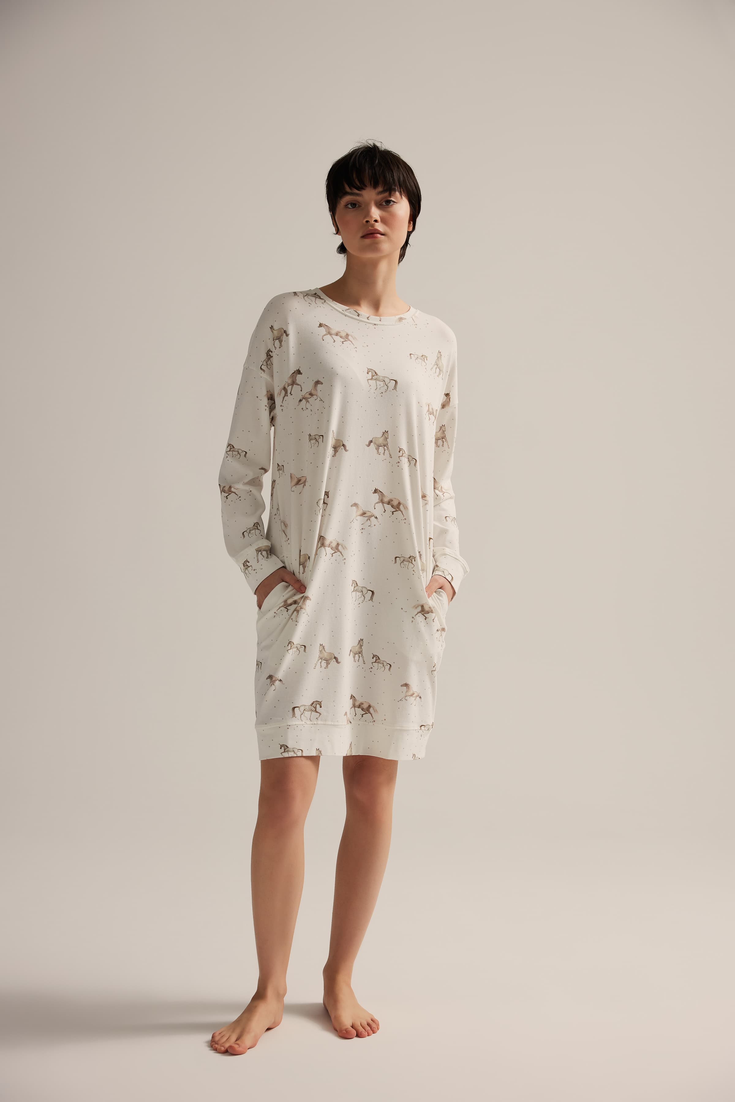 Women's Brown Printed Cotton Nightgown — view 2