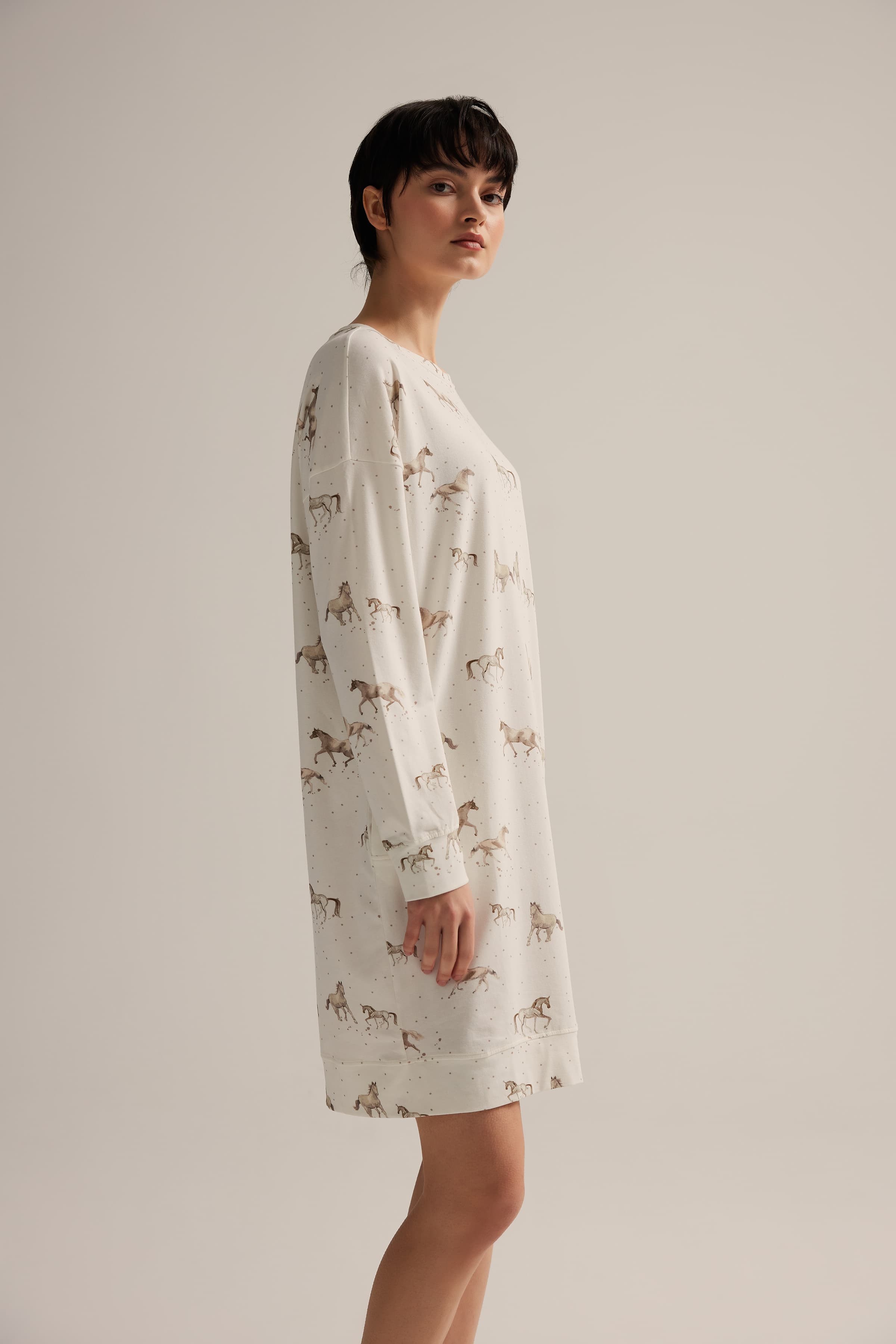 Women's Brown Printed Cotton Nightgown — view 4
