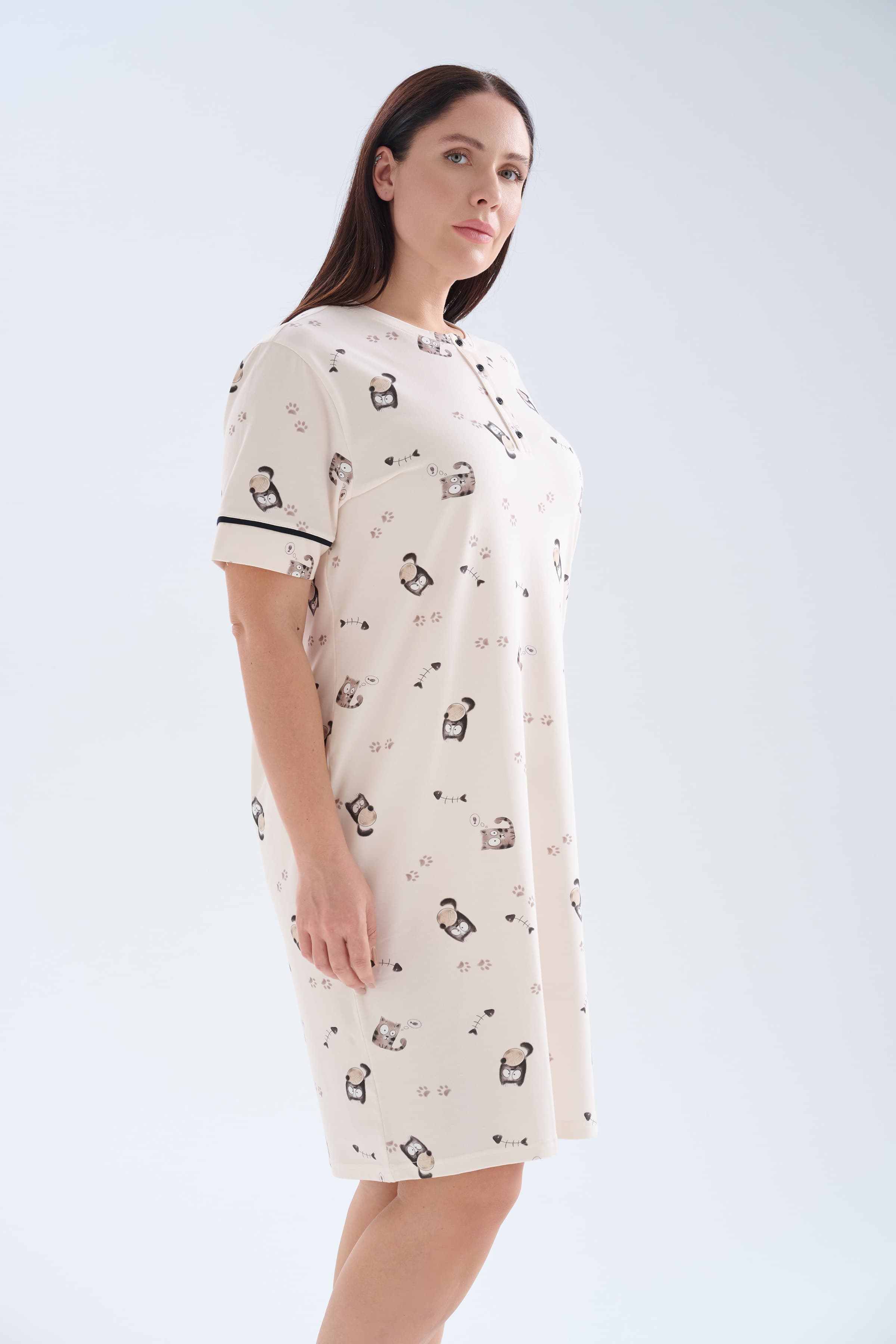 Women's Brown Printed Cotton Nightgown — view 2