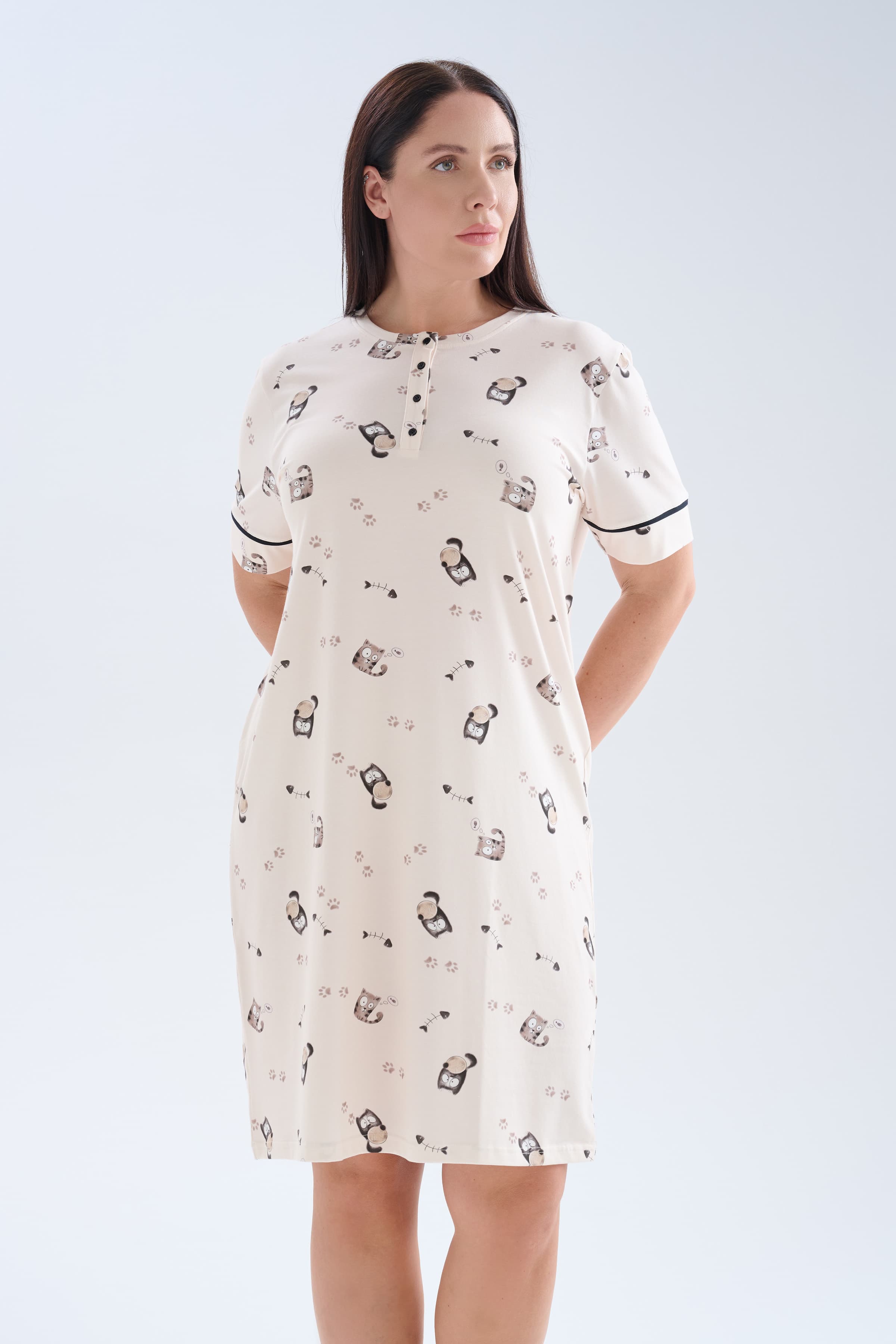 Women's Brown Printed Cotton Nightgown — view 3