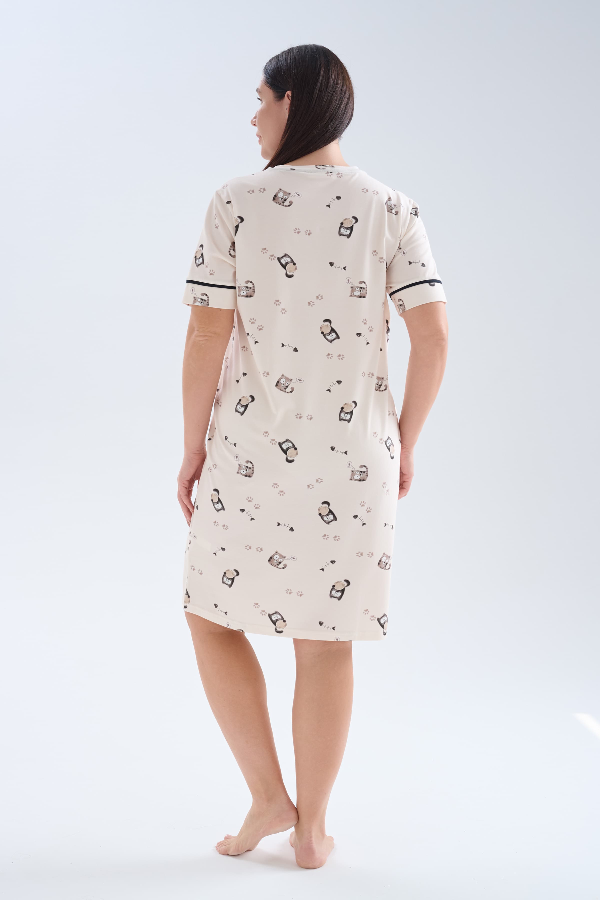 Women's Brown Printed Cotton Nightgown — view 4