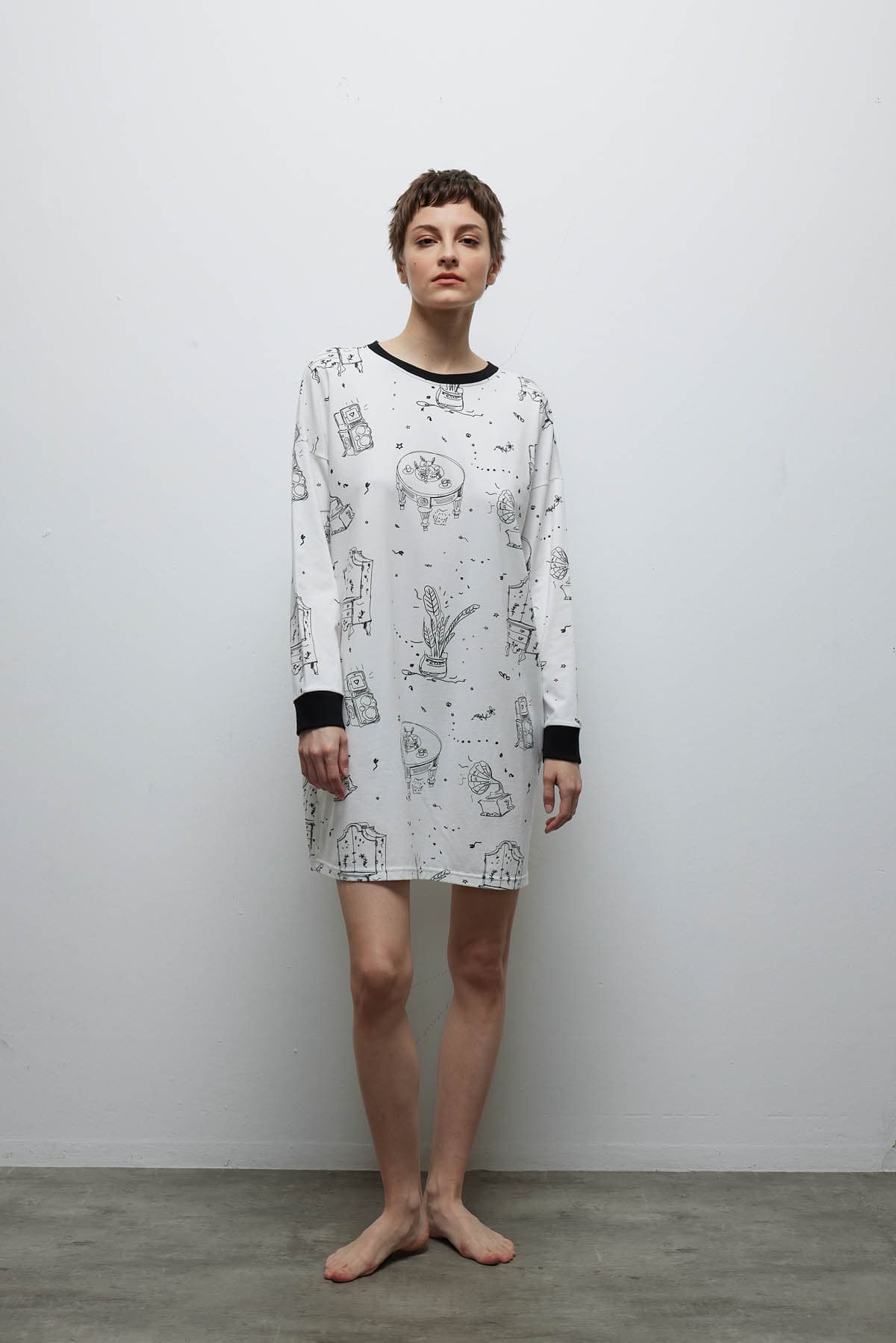 Women's Ecru Printed Cotton Nightgown — view 2