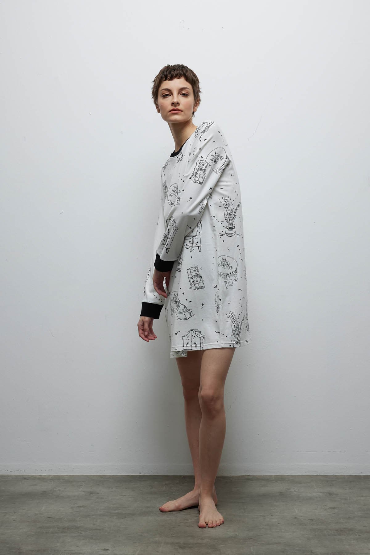 Women's Ecru Printed Cotton Nightgown — view 3