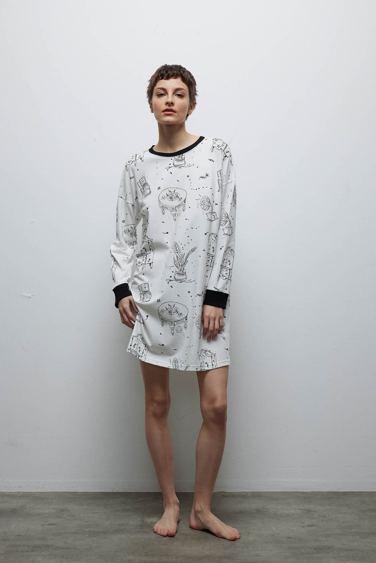 Women's Ecru Printed Cotton Nightgown — view 4