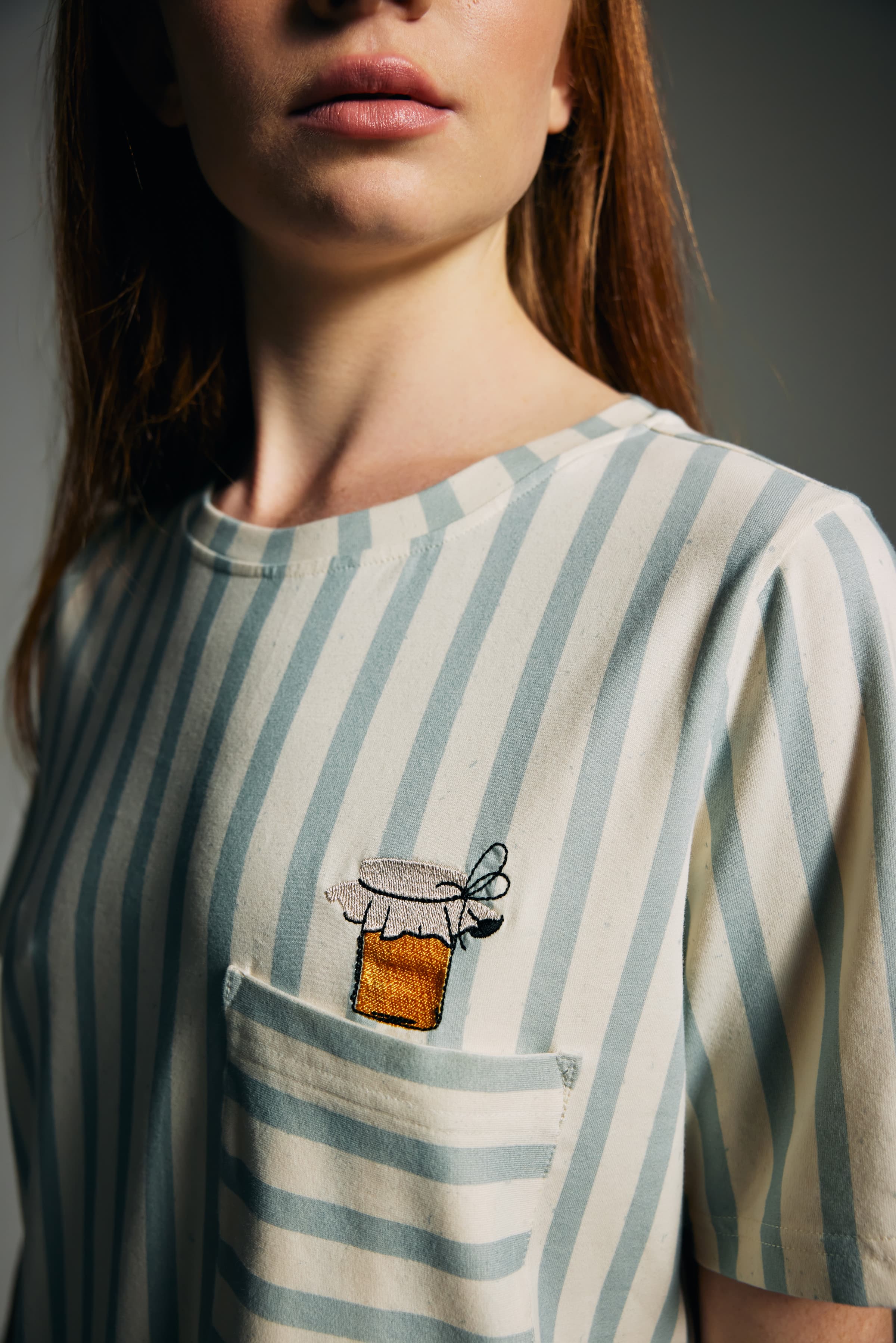 Women's Green Striped Cotton Nightgown — view 3