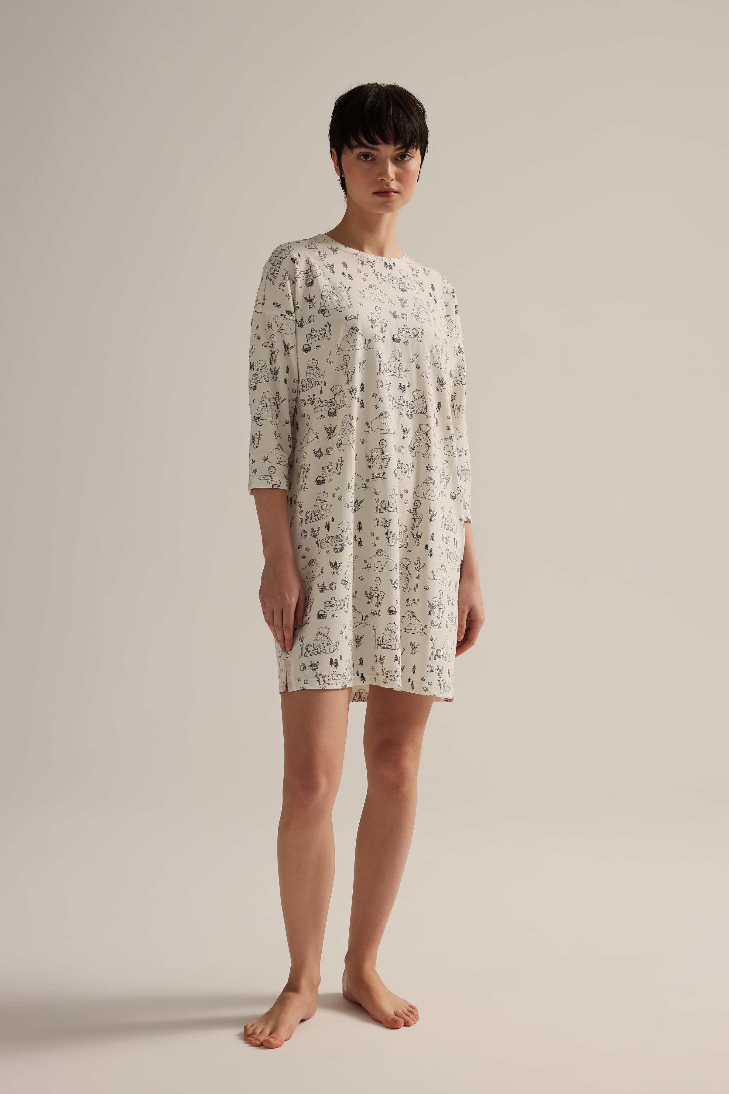 Women's Grey Cotton Nightgown — view 2