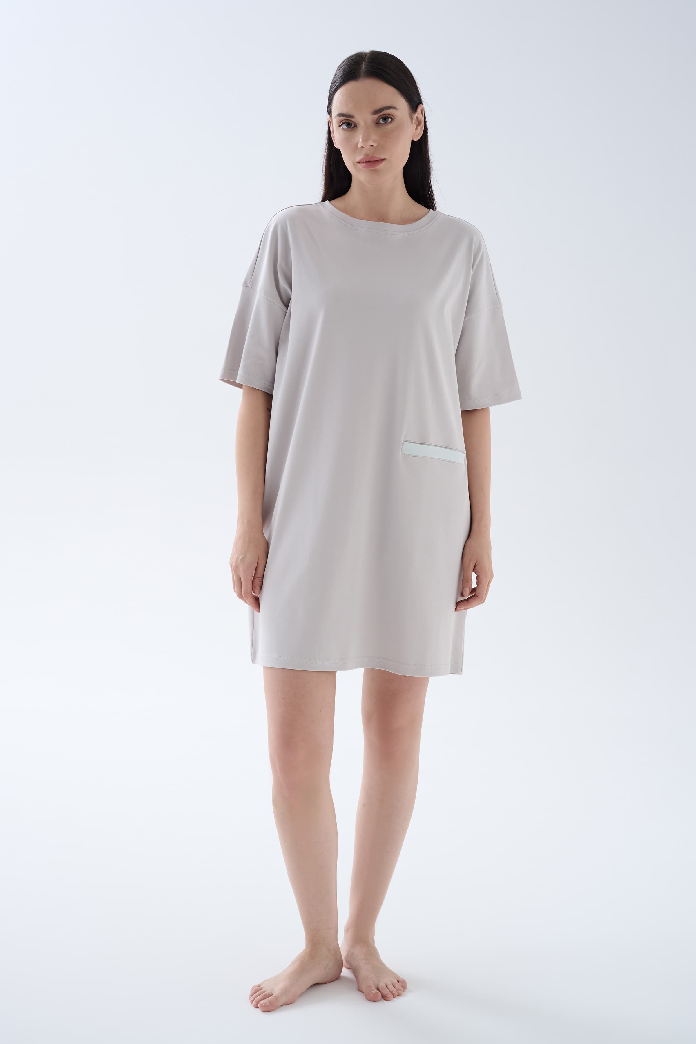Women's Grey Cotton Nightgown — view 1