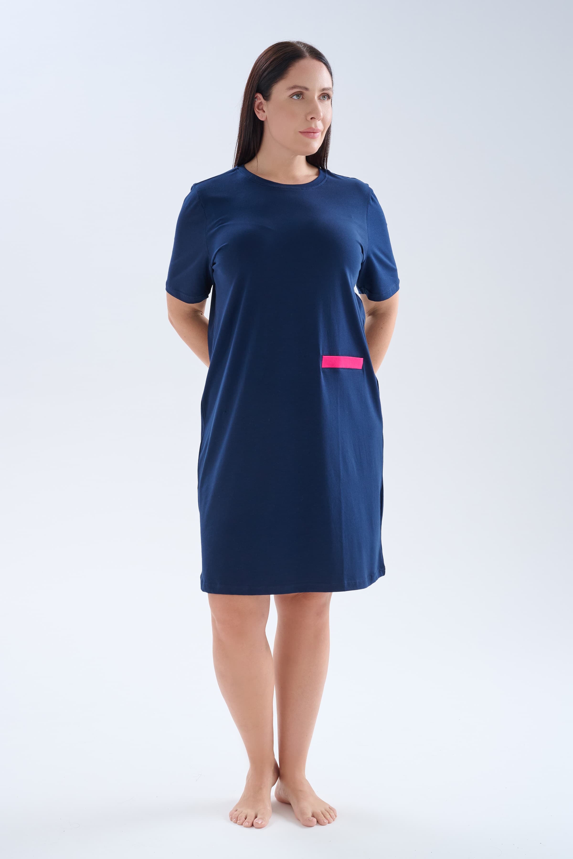 Women's Navy Cotton Nightgown — view 3