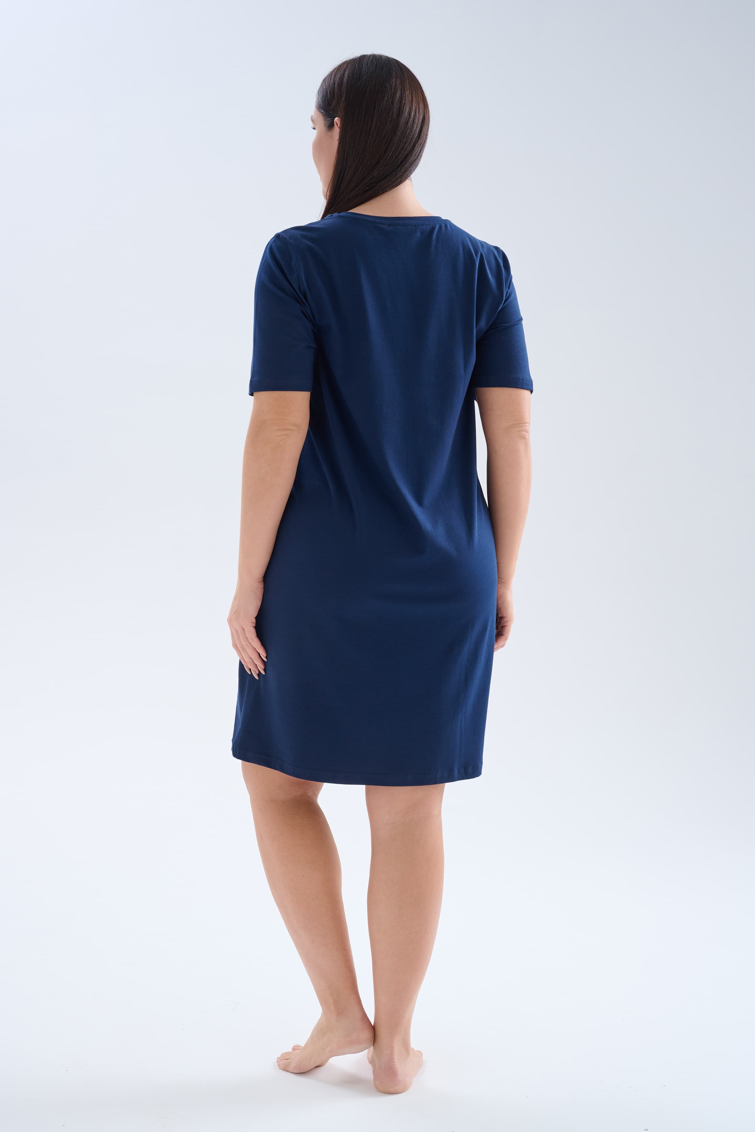 Women's Navy Cotton Nightgown — view 4