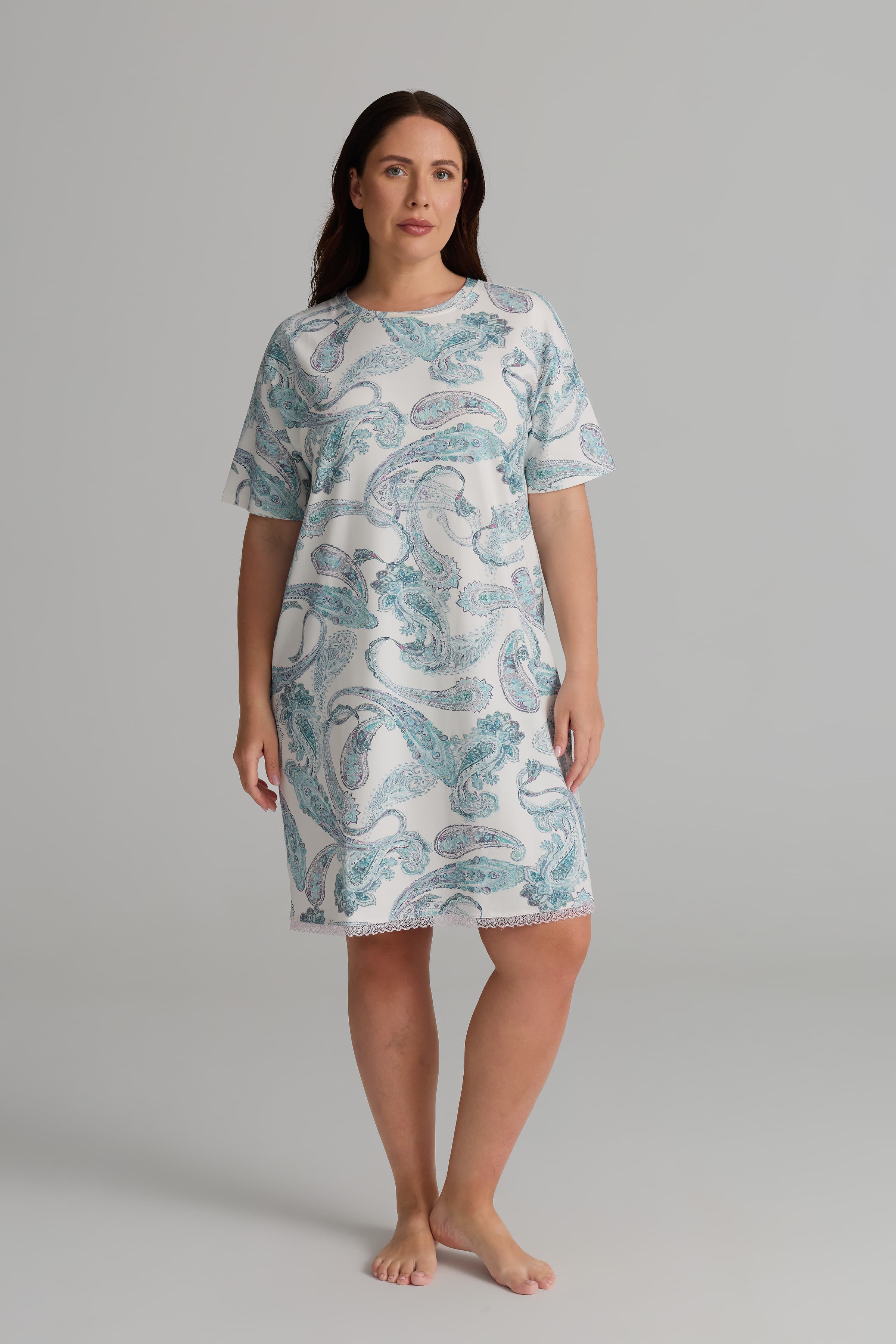 Women's Neutral Printed Cotton Nightgown — view 1