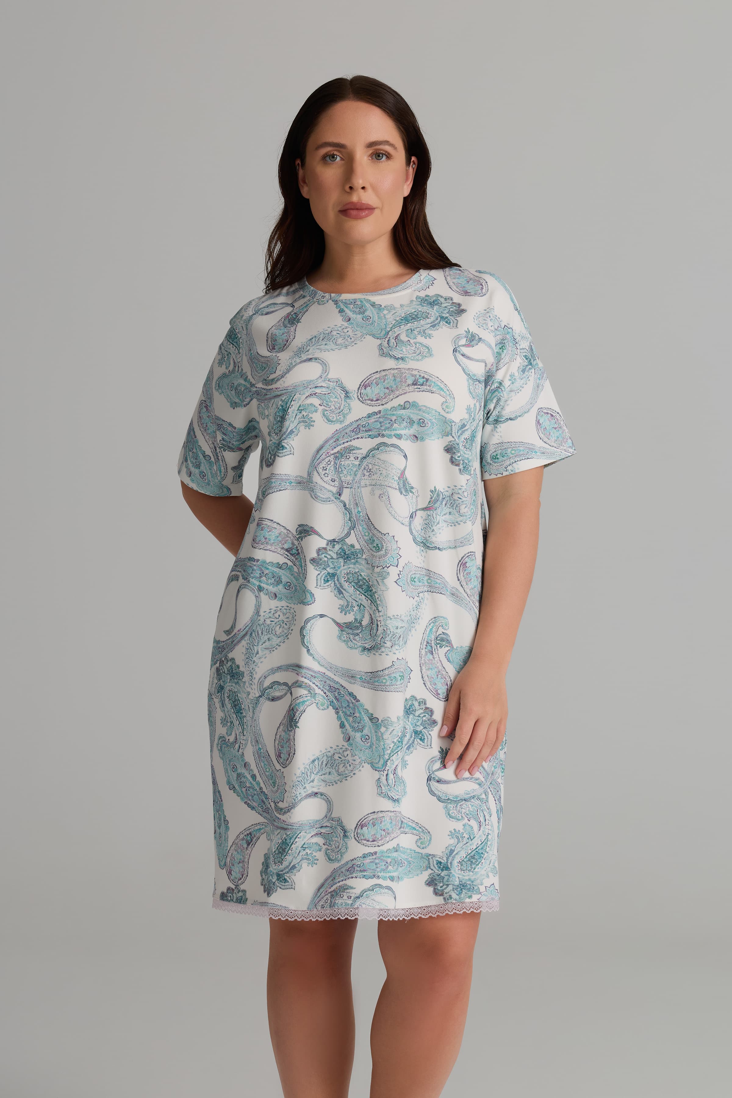 Women's Neutral Printed Cotton Nightgown — view 3