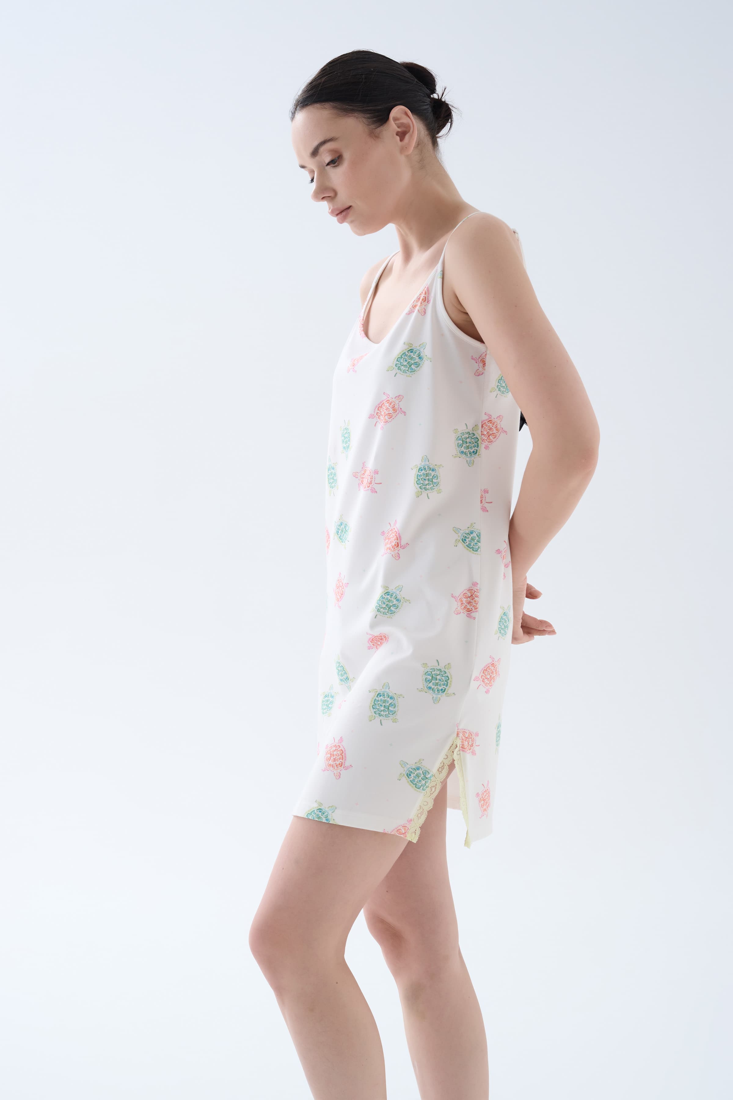 Women's Neutral Printed Cotton Nightgown — view 3