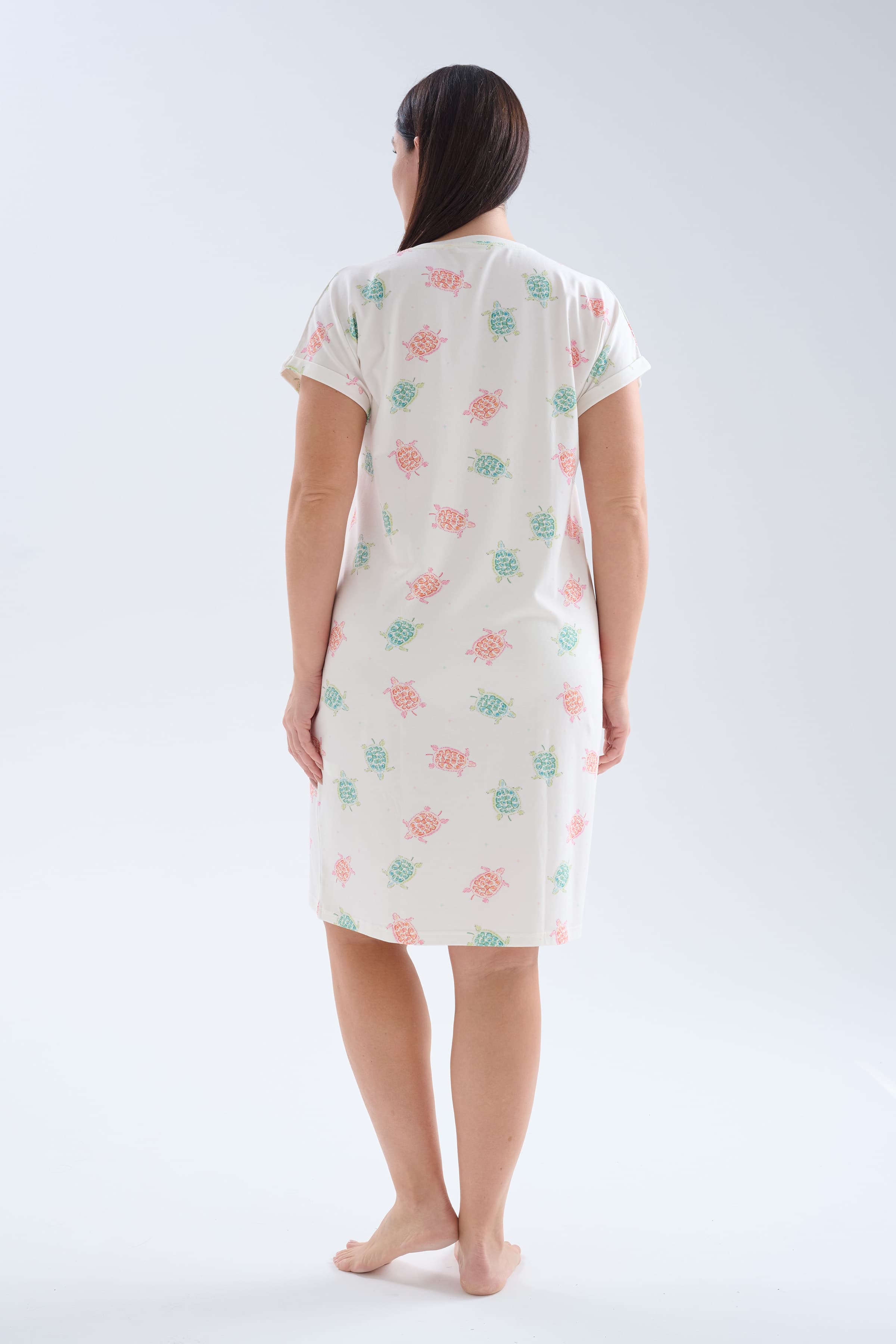 Women's Neutral Printed Cotton Nightgown — view 3