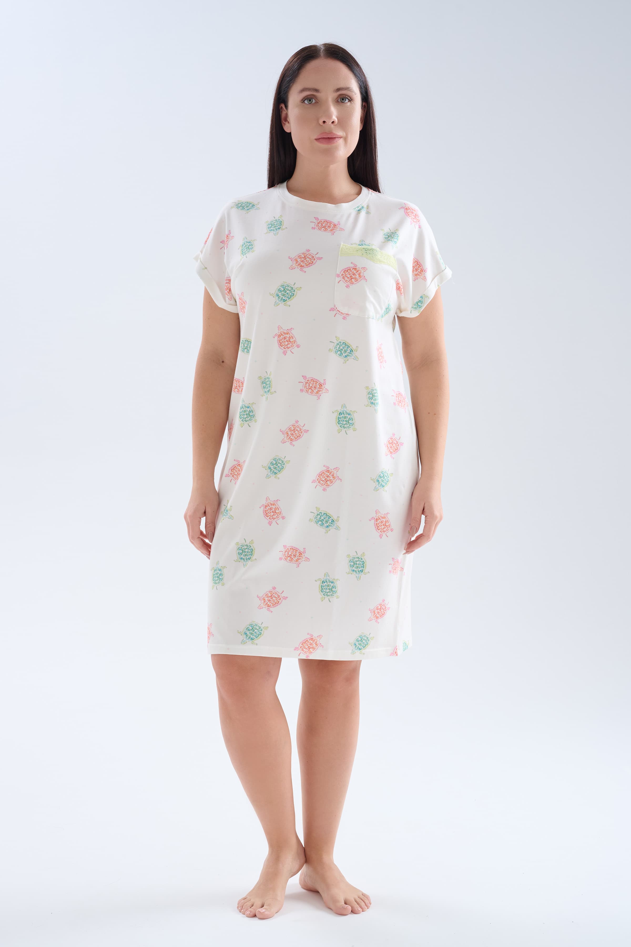 Women's Neutral Printed Cotton Nightgown — view 4