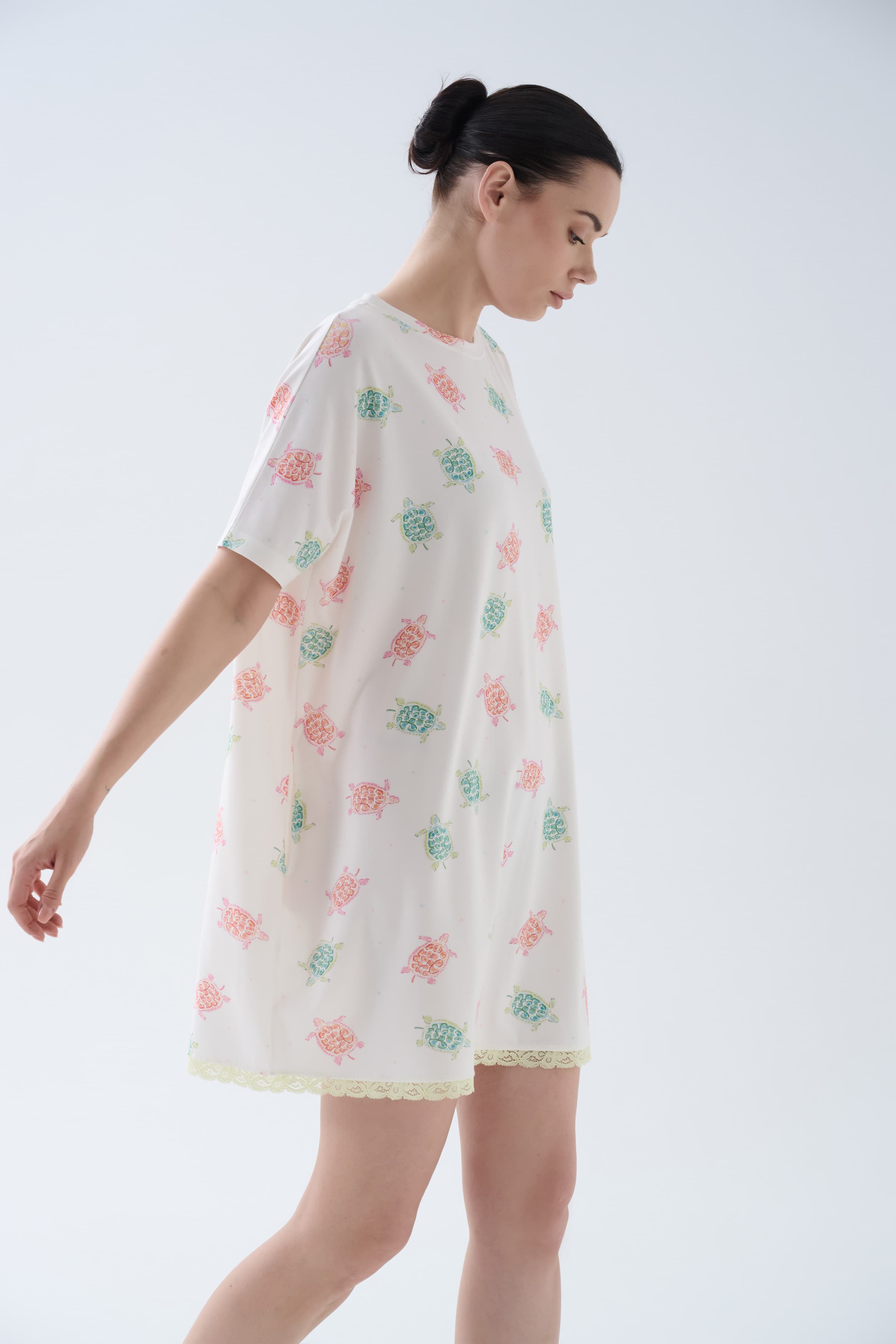 Women's Neutral Printed Cotton Nightgown — view 4