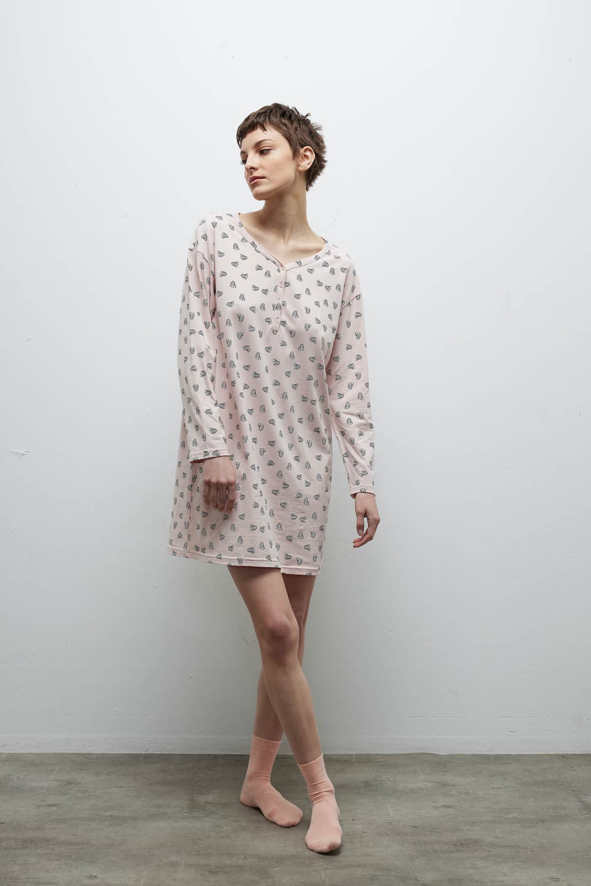 Women's Pink Printed Cotton Nightgown — view 2