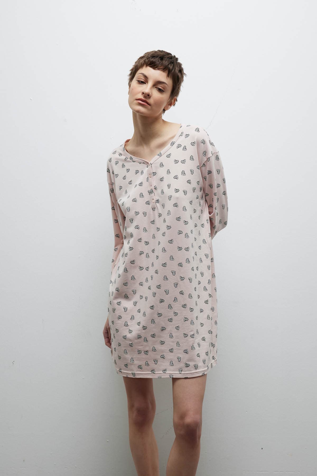 Women's Pink Printed Cotton Nightgown — view 3