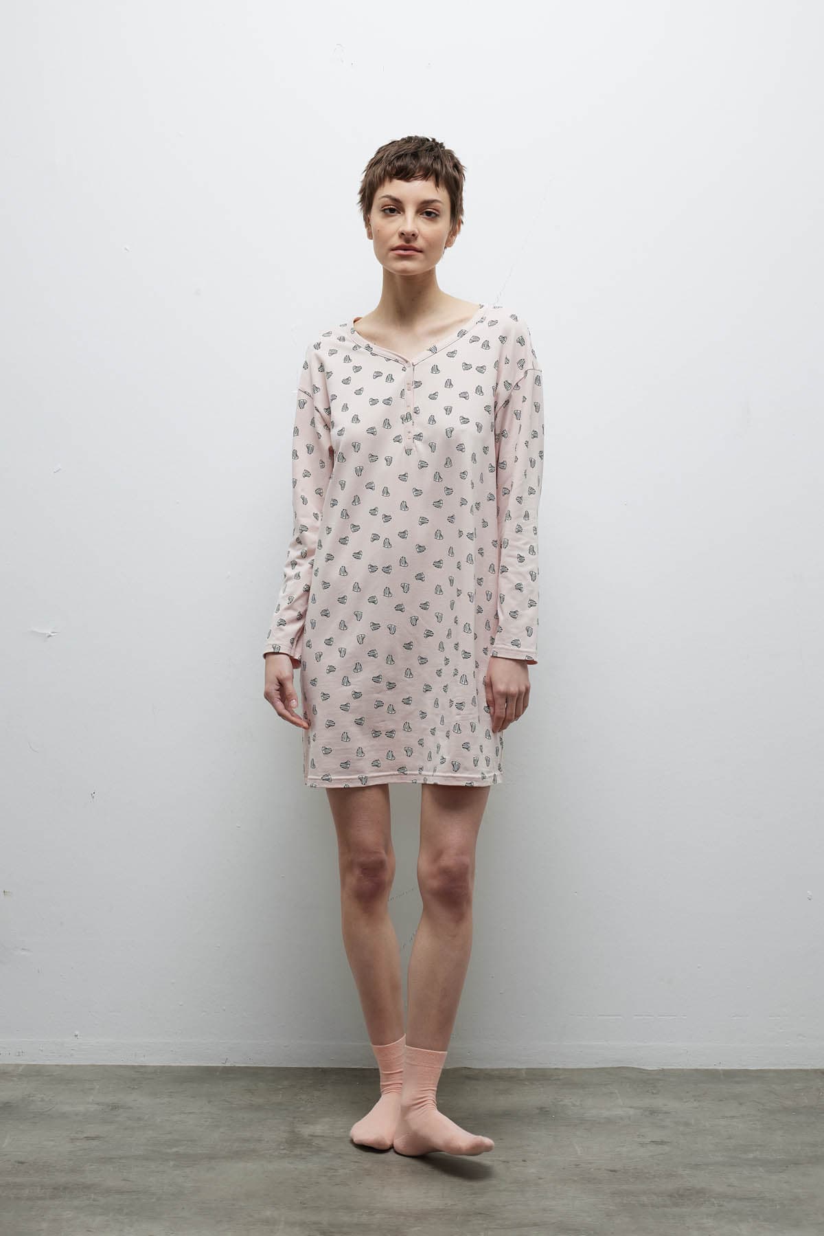 Women's Pink Printed Cotton Nightgown — view 4
