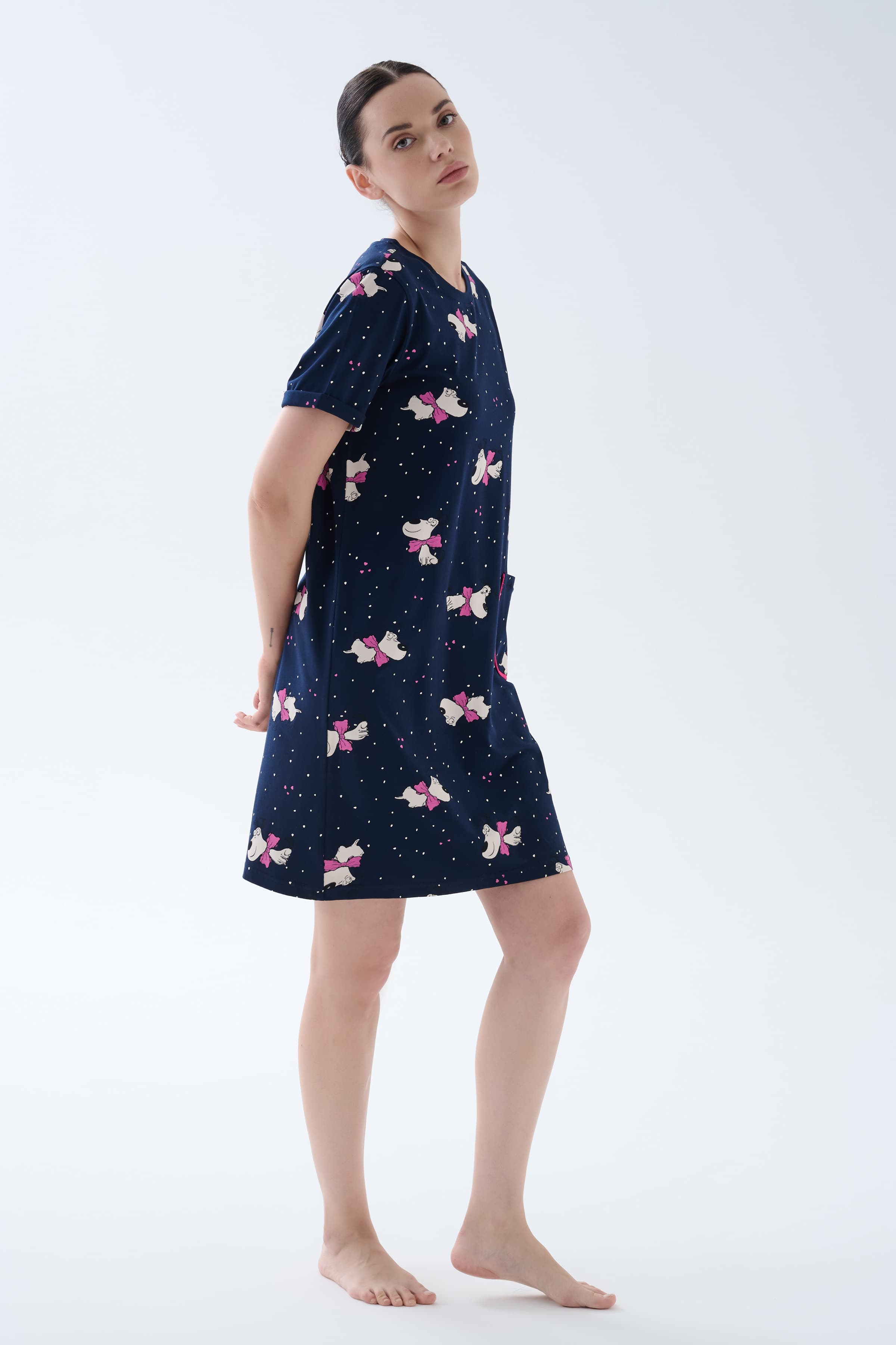 Women's Pink Printed Cotton Nightgown — view 1