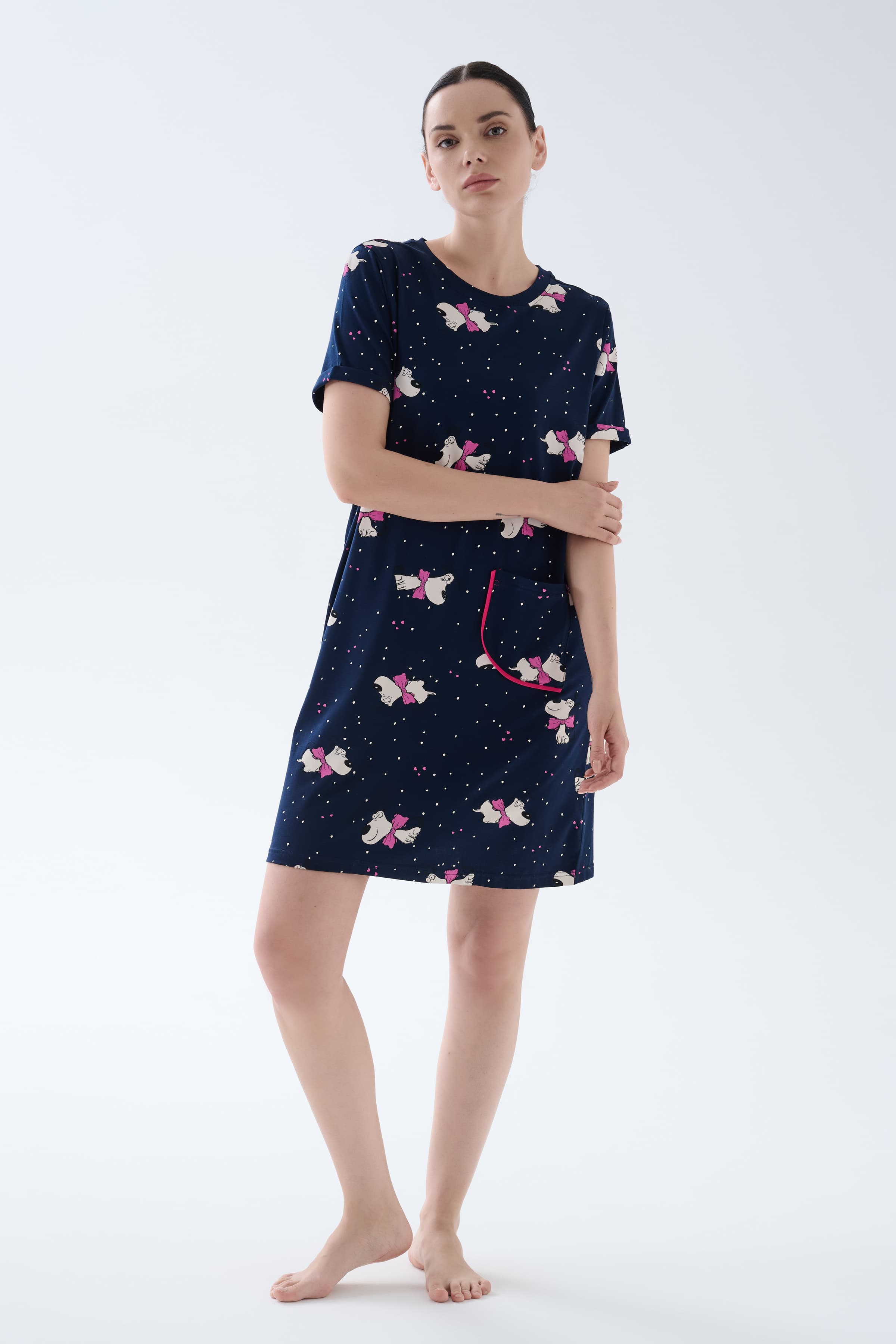 Women's Pink Printed Cotton Nightgown — view 2