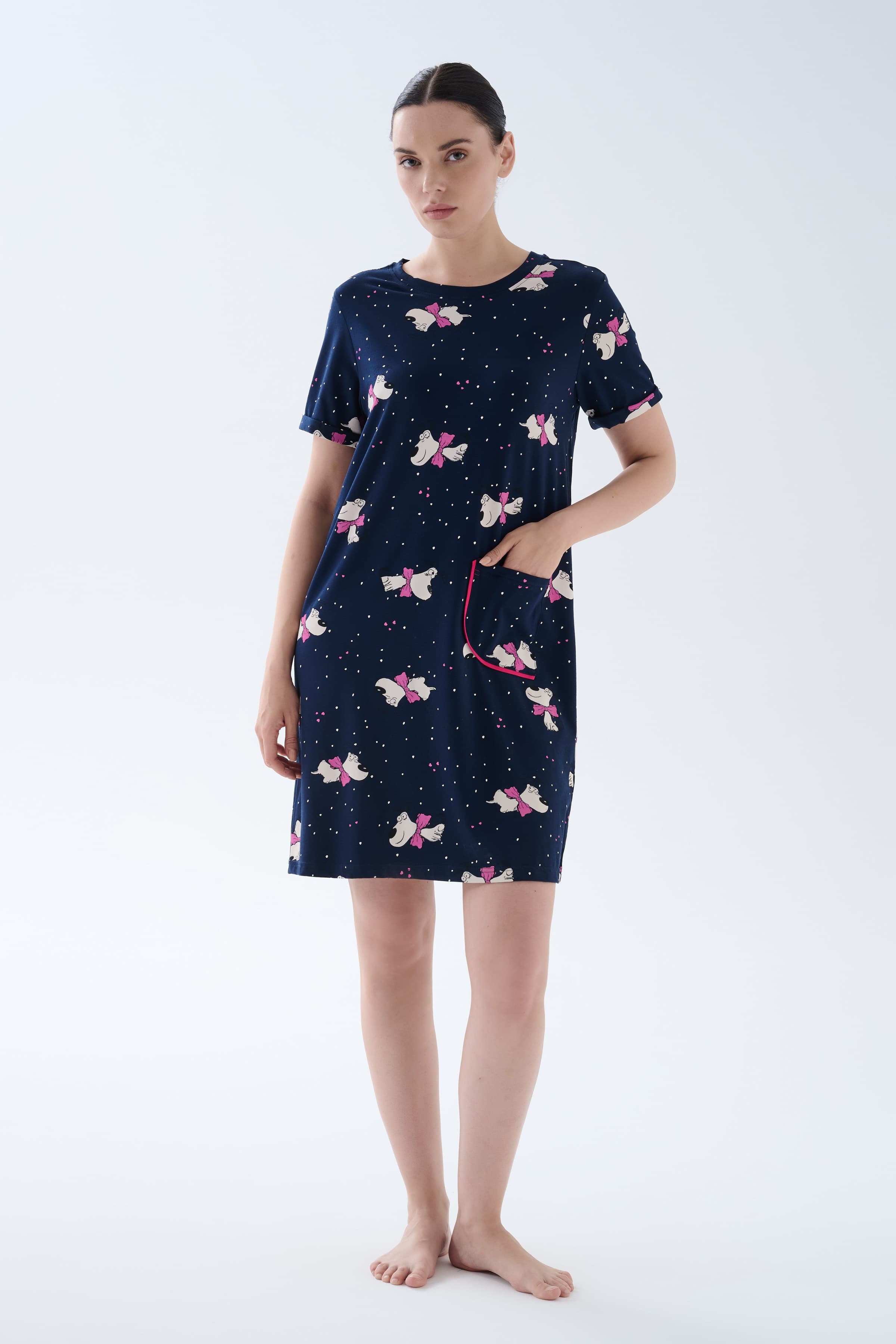 Women's Pink Printed Cotton Nightgown — view 3