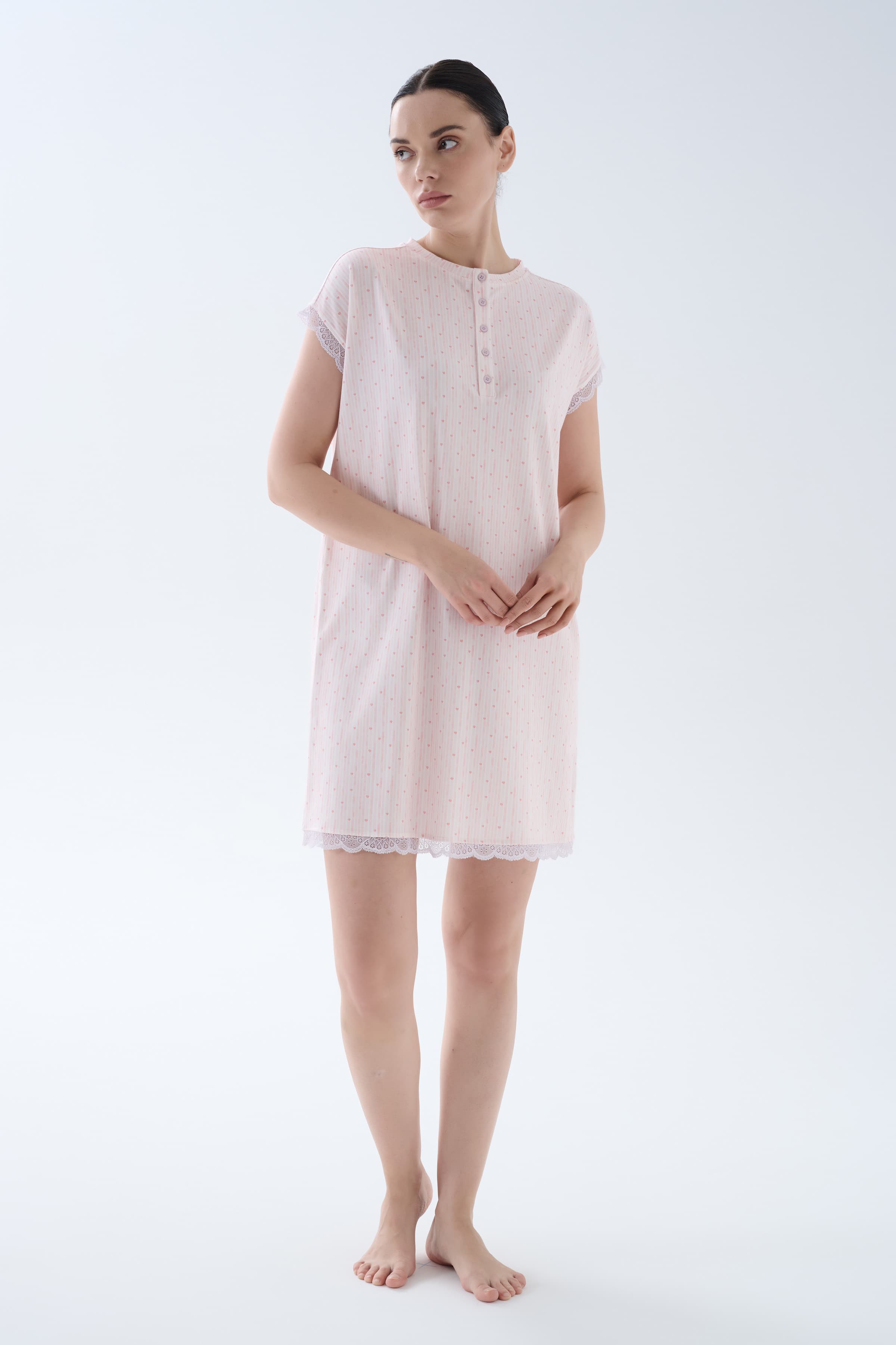 Women's Pink Printed Cotton Nightgown — view 1