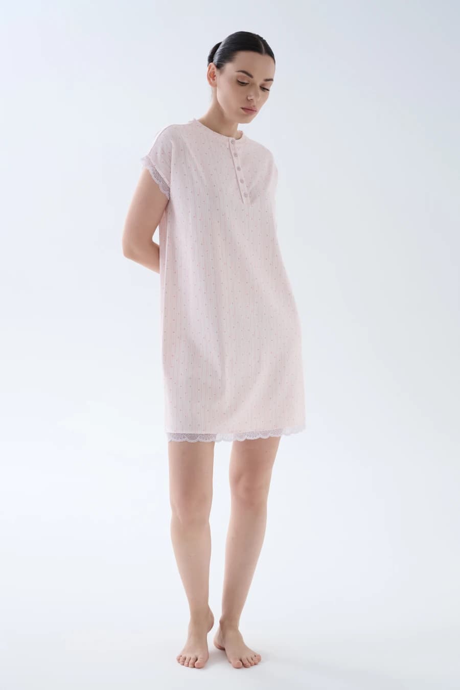 Women's Pink Printed Cotton Nightgown — view 3