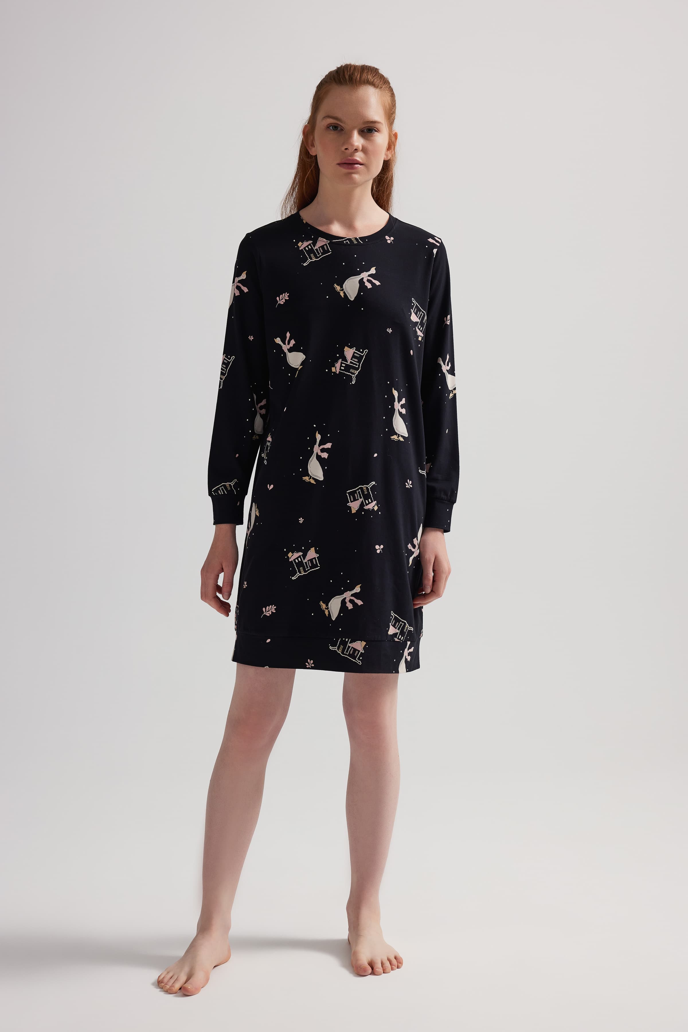 Women's White Printed Cotton Nightgown — view 2